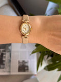 Women’s Gold Watch: Oval Case, Quartz Leather Strap,Gift for her
