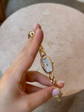 Gold Women’s Bracelet Watch, 22mm Oval Dial, Minimalist Design, Gift for Her