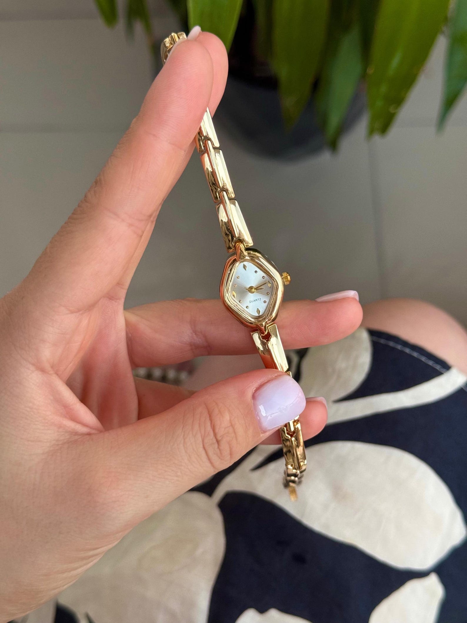 Gold Women’s Bracelet Watch, Quartz Movement, Minimalist Design