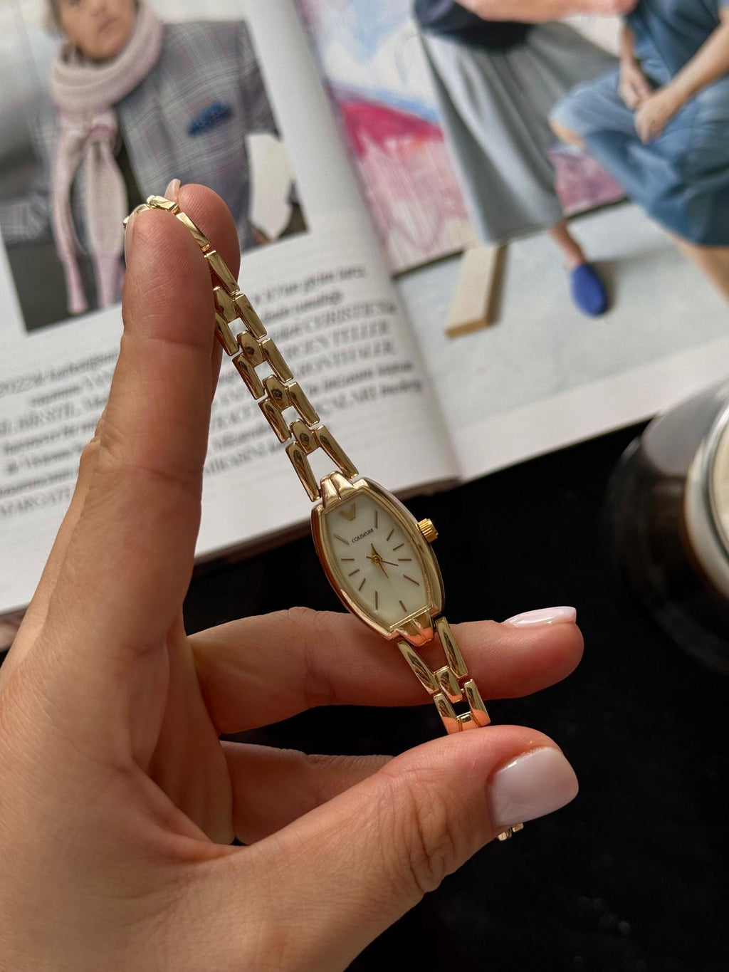 Gold Women’s Bracelet Watch, 22mm Oval Dial, Minimalist Design, Gift for Her
