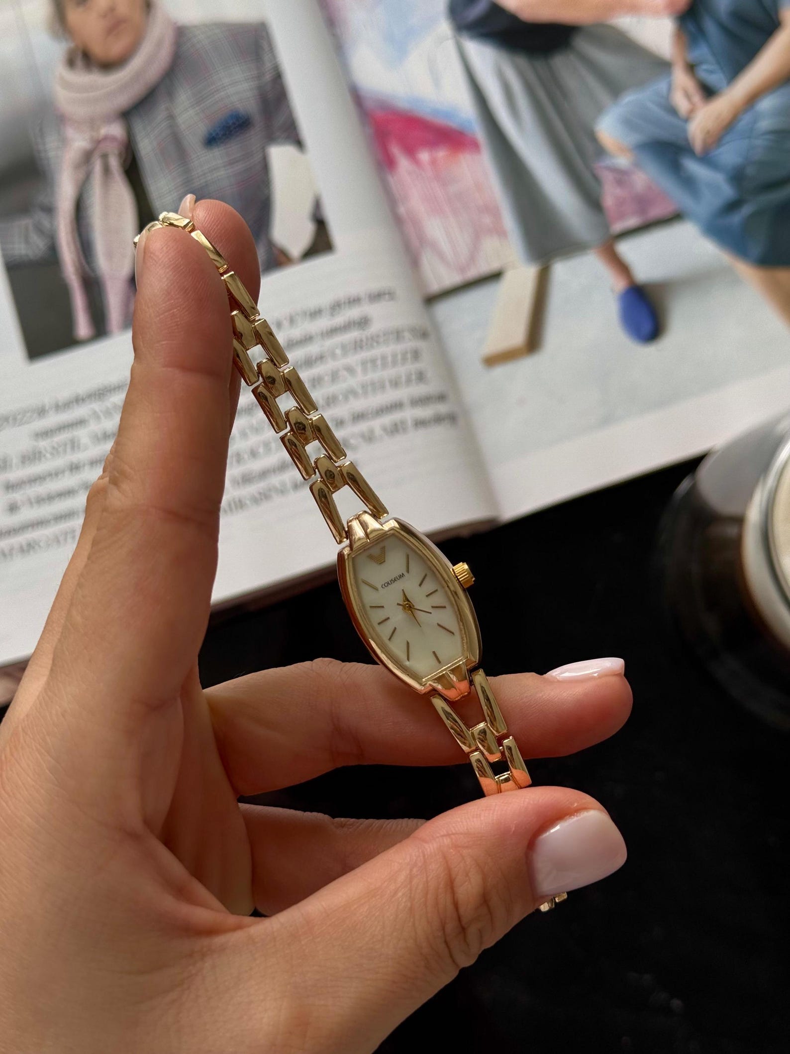 Gold Women’s Bracelet Watch, 22mm Oval Dial, Minimalist Design, Gift for Her