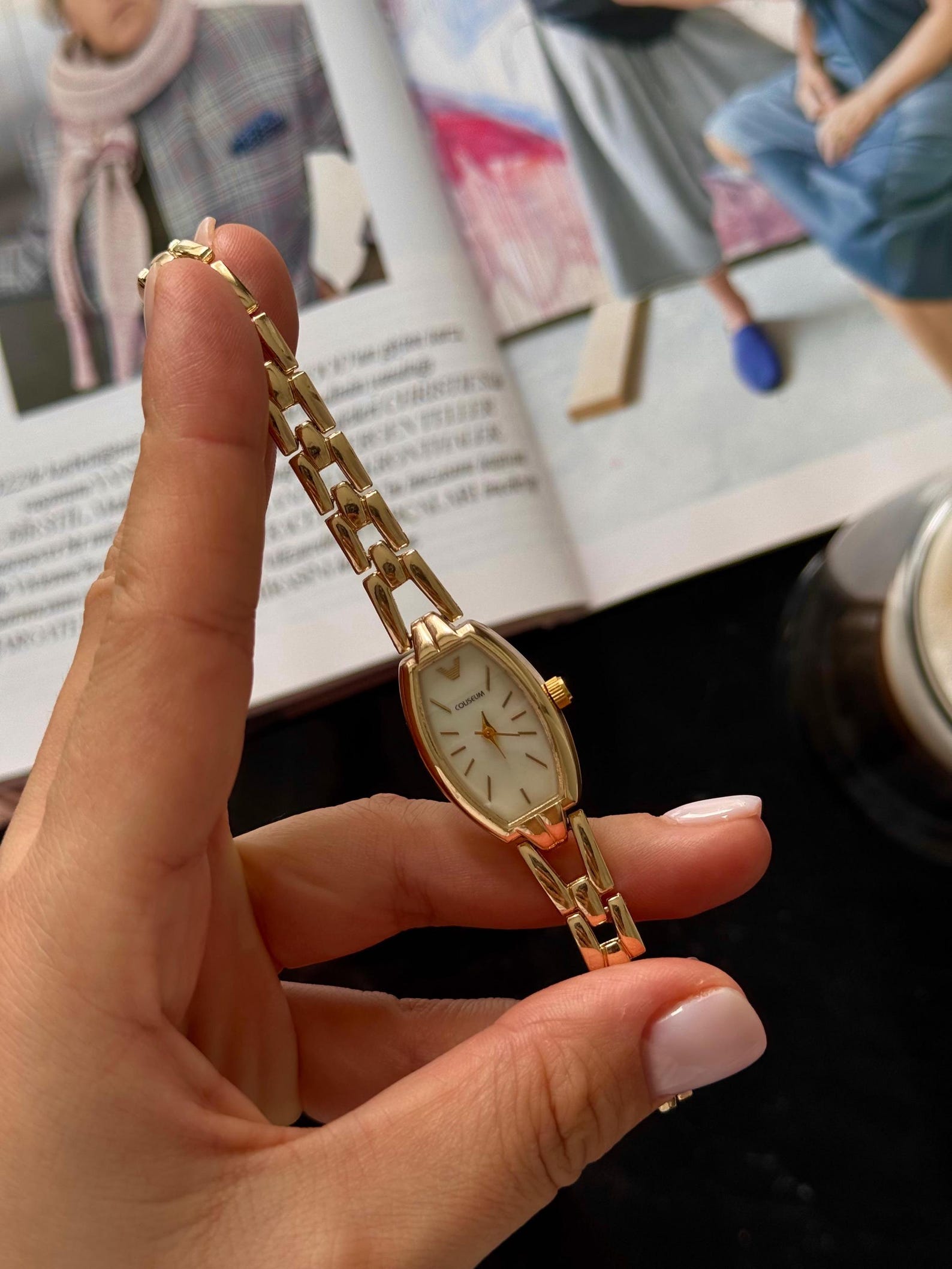 Gold Women’s Bracelet Watch, 22mm Oval Dial, Minimalist Design, Gift for Her