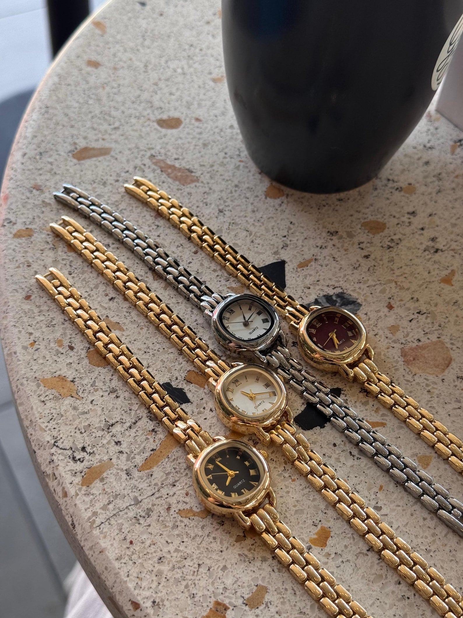 Gold Tone Women's Watch – Classic Roman Numerals – Elegant Quartz Bracelet Watch