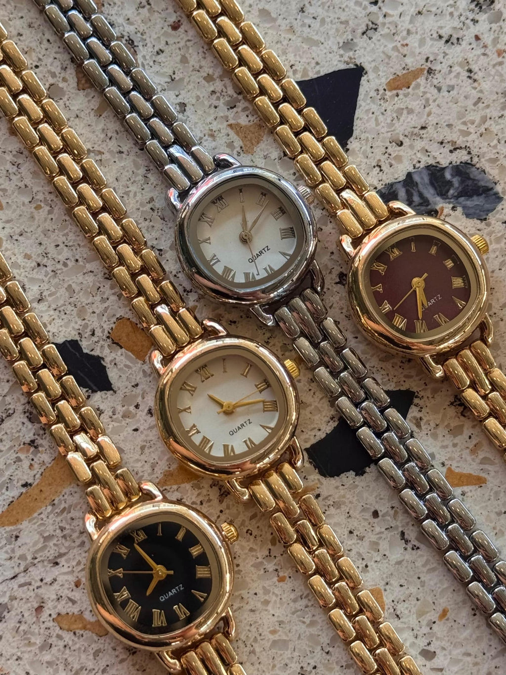 Gold Tone Women's Watch – Classic Roman Numerals – Elegant Quartz Bracelet Watch