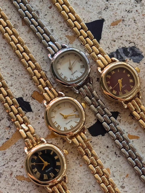 Gold Tone Women's Watch – Classic Roman Numerals – Elegant Quartz Bracelet Watch