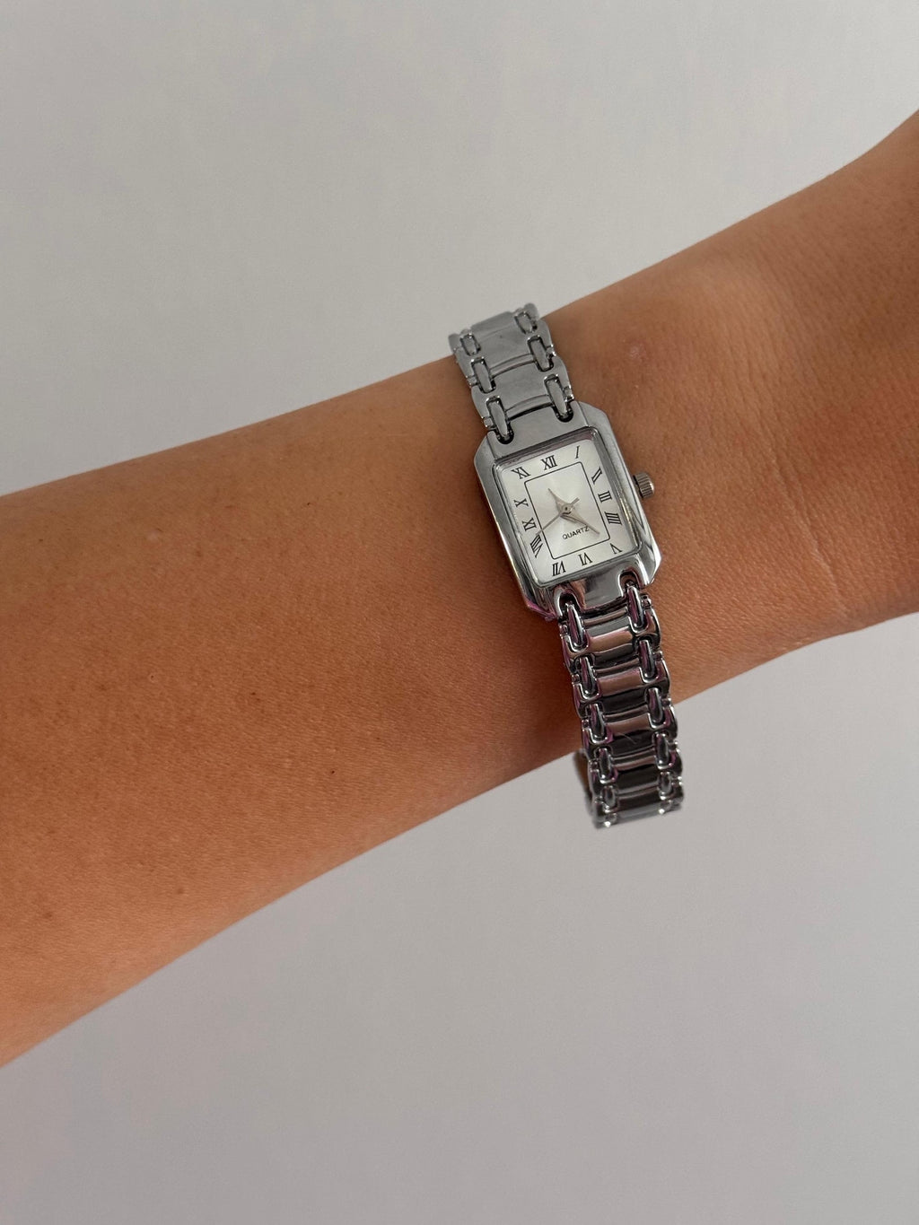 Silver Bracelet Watch Women, Rectangular Dial, Minimalist Watch, Gift for Her