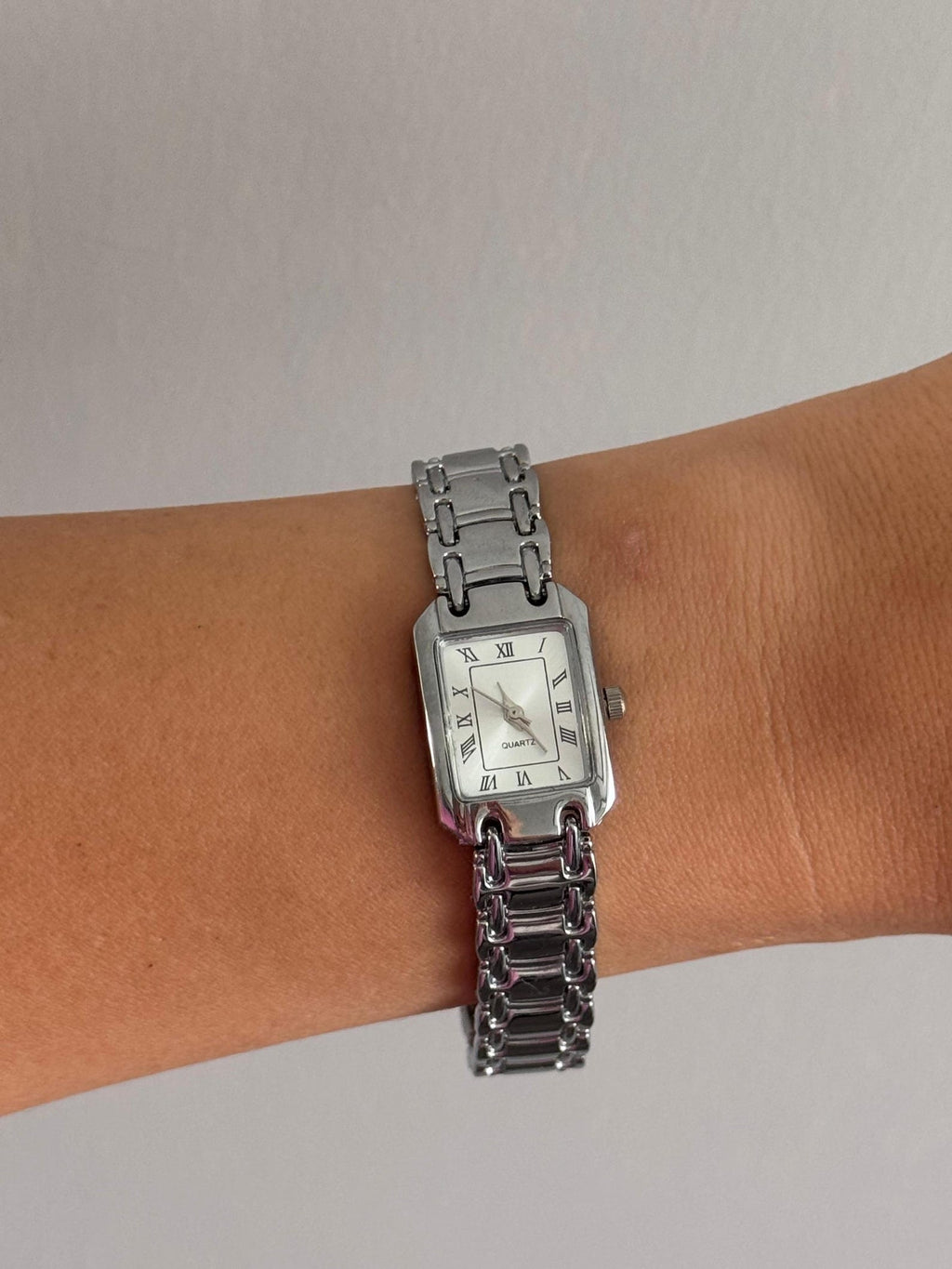 Silver Bracelet Watch Women, Rectangular Dial, Minimalist Watch, Gift for Her