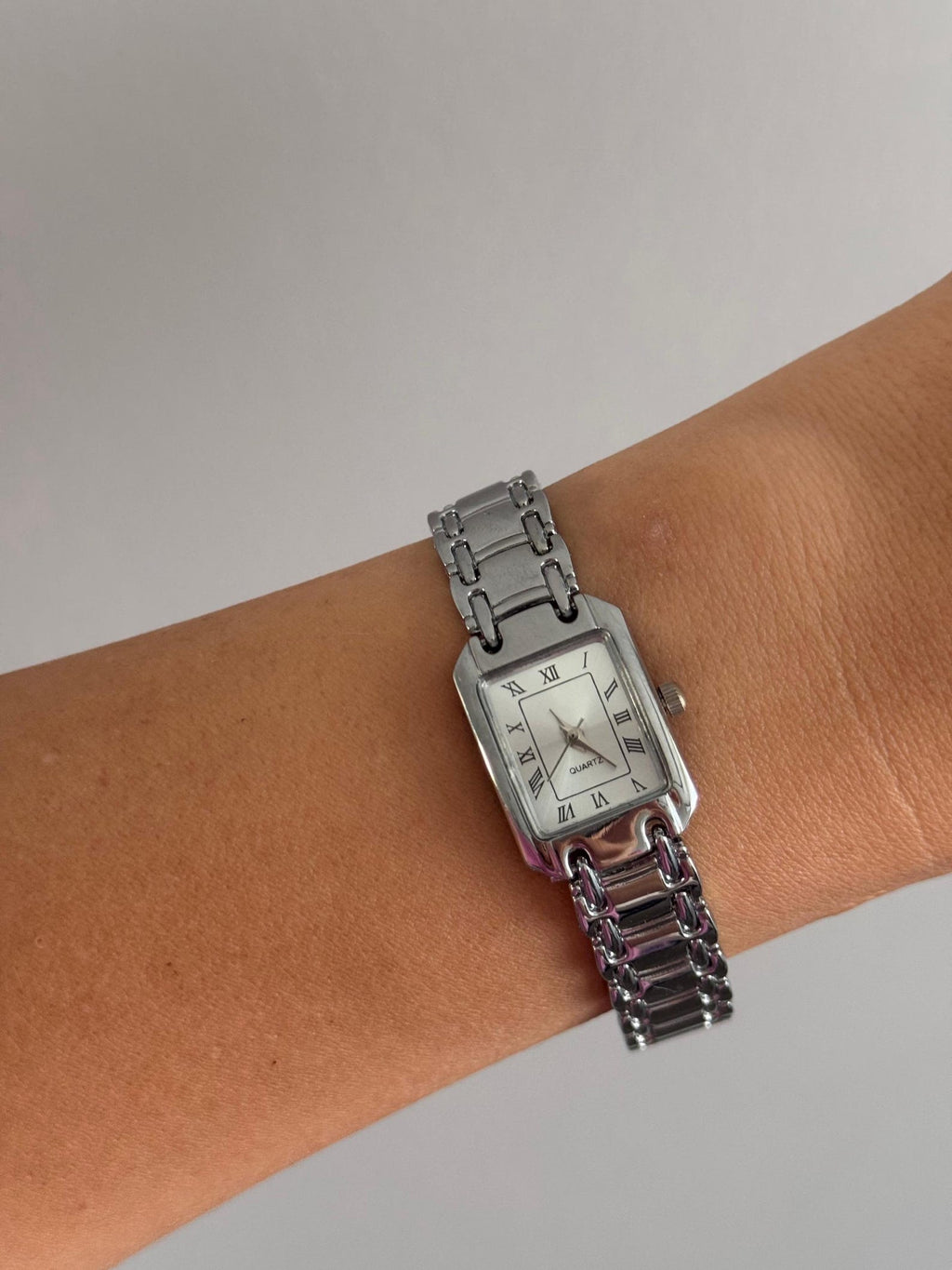 Silver Bracelet Watch Women, Rectangular Dial, Minimalist Watch, Gift for Her