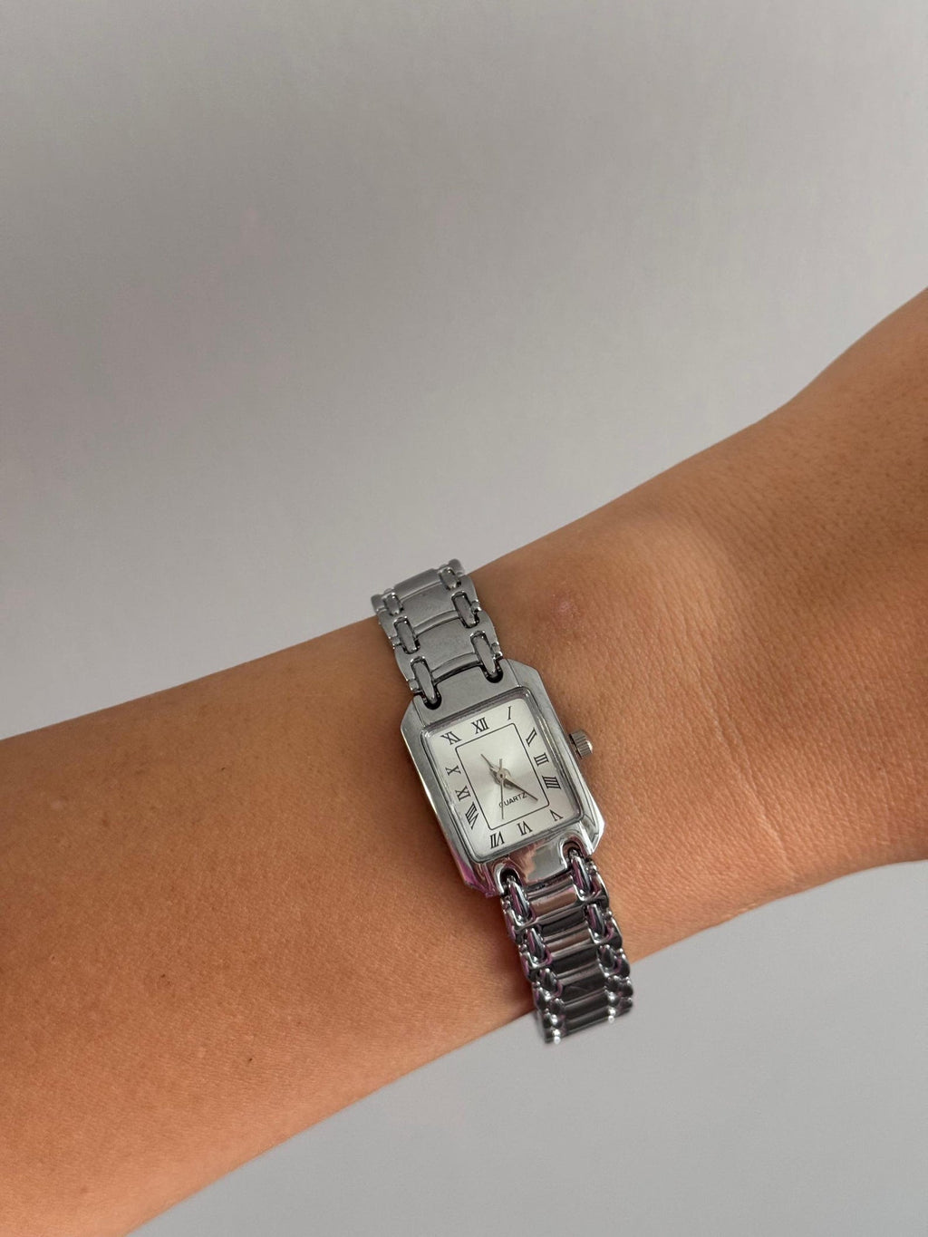 Silver Bracelet Watch Women, Rectangular Dial, Minimalist Watch, Gift for Her
