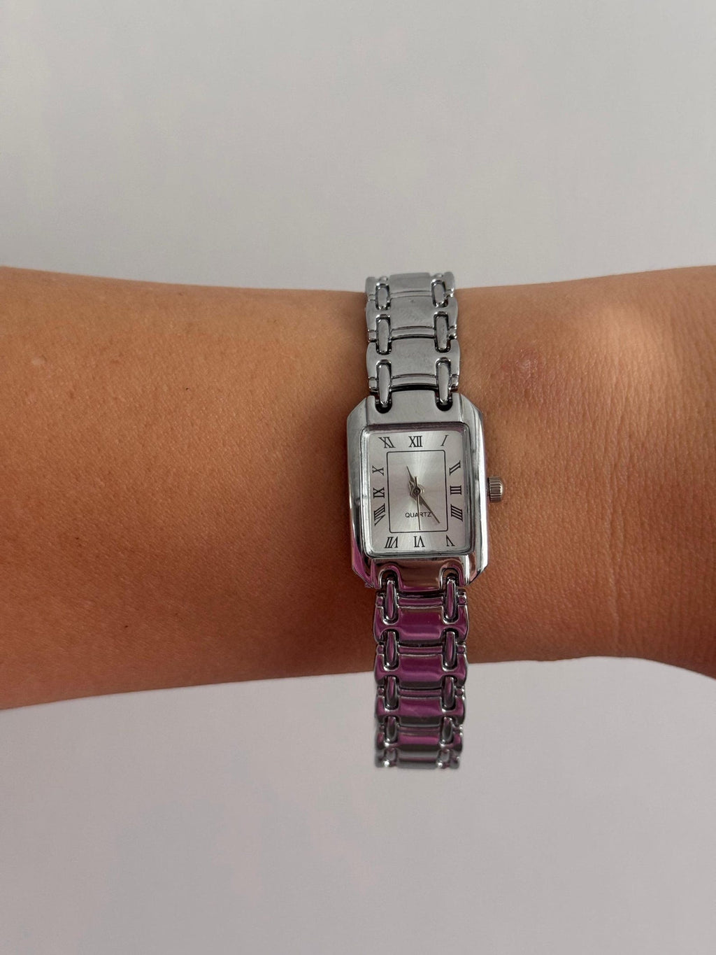 Silver Bracelet Watch Women, Rectangular Dial, Minimalist Watch, Gift for Her