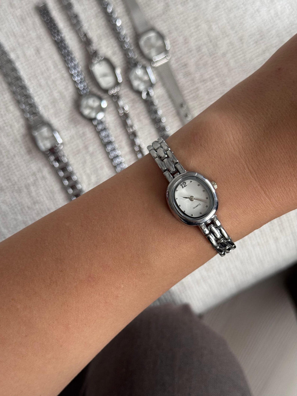 Silver Women’s Watch, Minimalist Bracelet, Quartz Movement