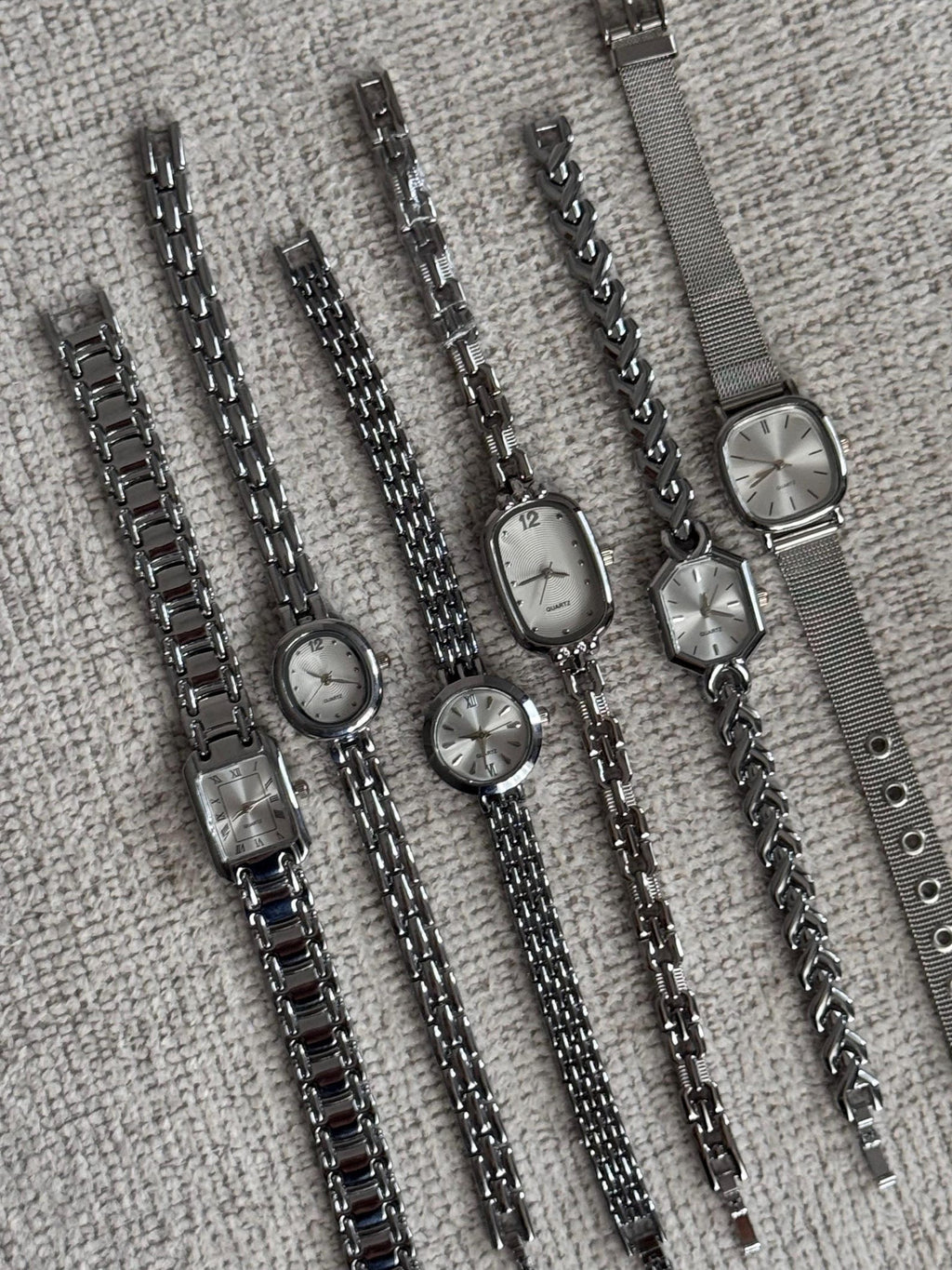 Silver Women’s Watch, Minimalist Bracelet, Quartz Movement