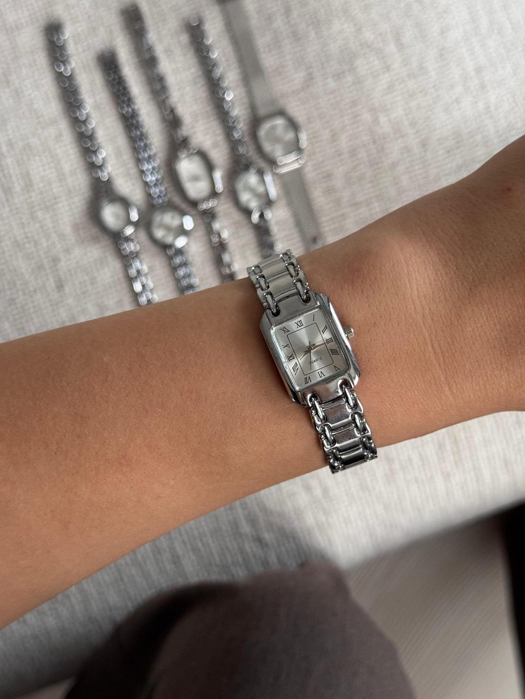 Silver Women’s Watch, Minimalist Bracelet, Quartz Movement