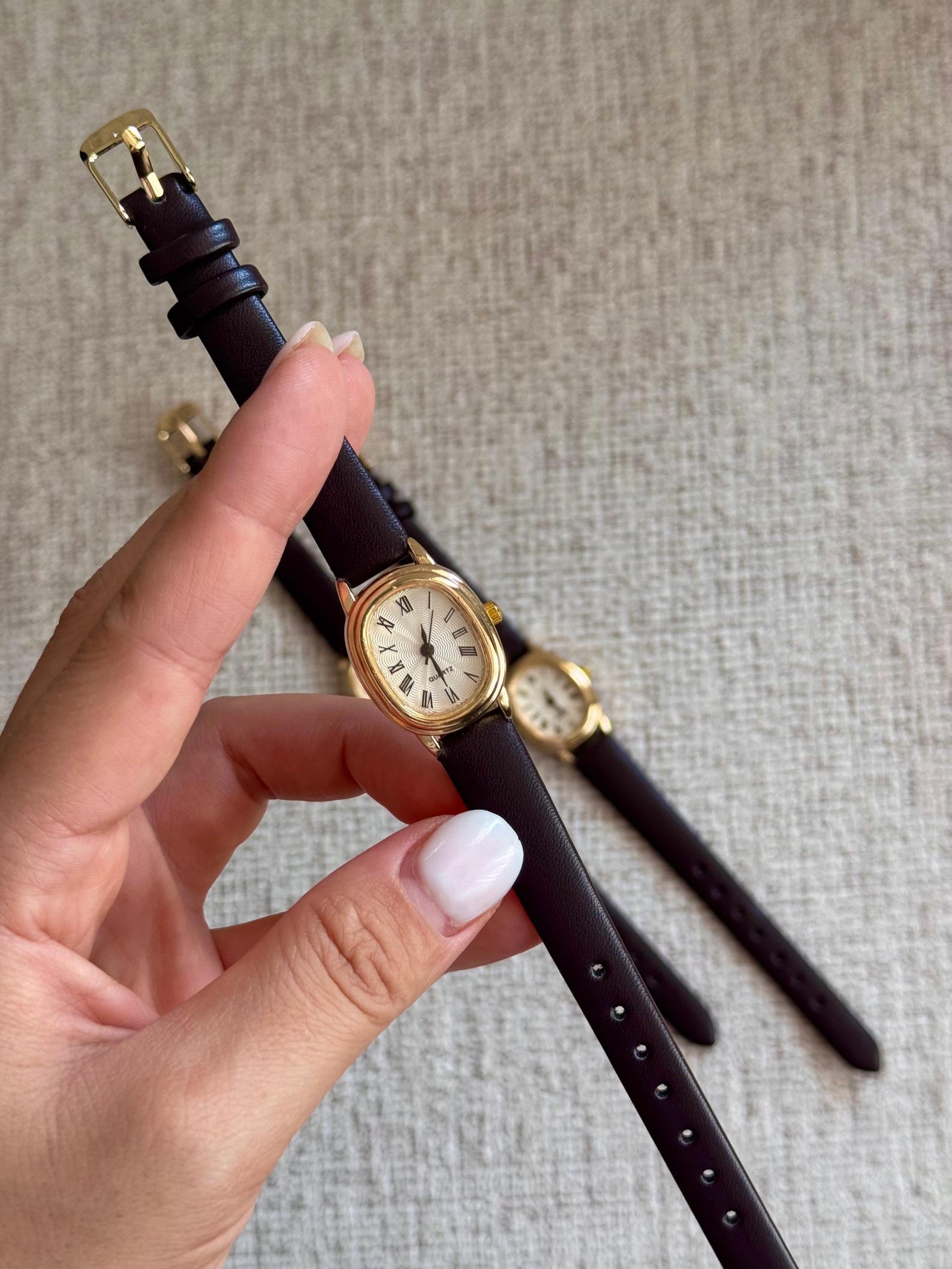 Gold Women’s Watch, Minimalist Leather Strap Watch, Gift for Her, Everyday