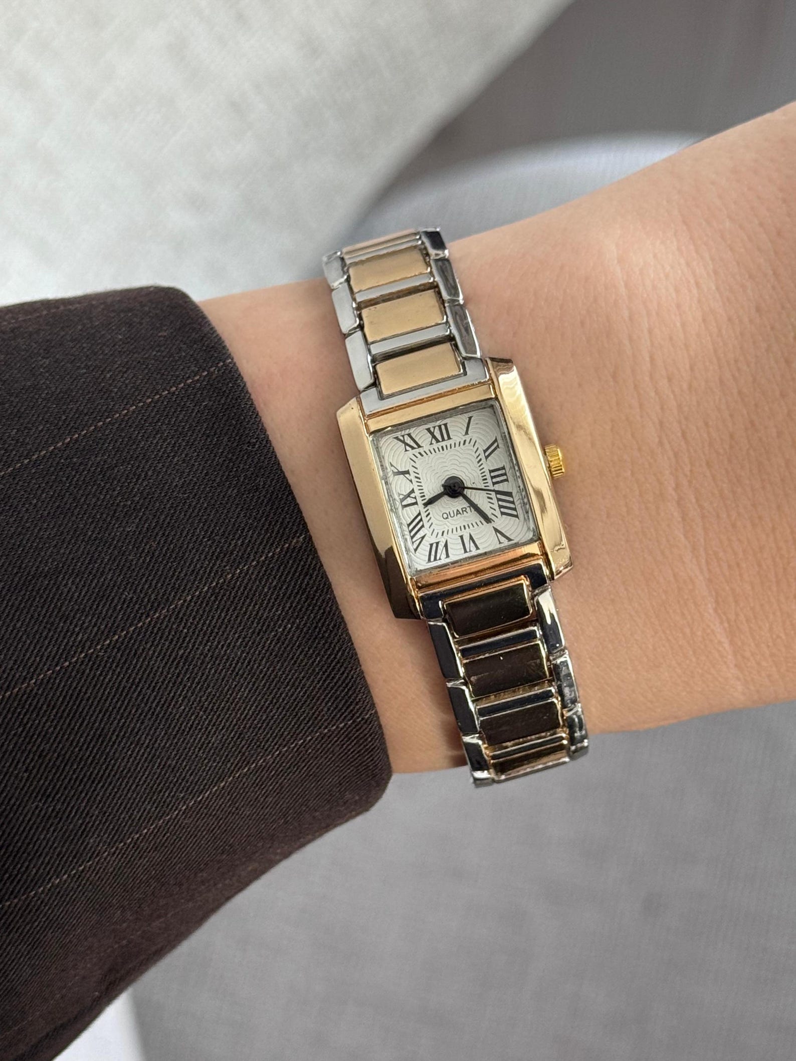 Gold Women’s Watch, Square Design, Quartz Movement, Gift for her