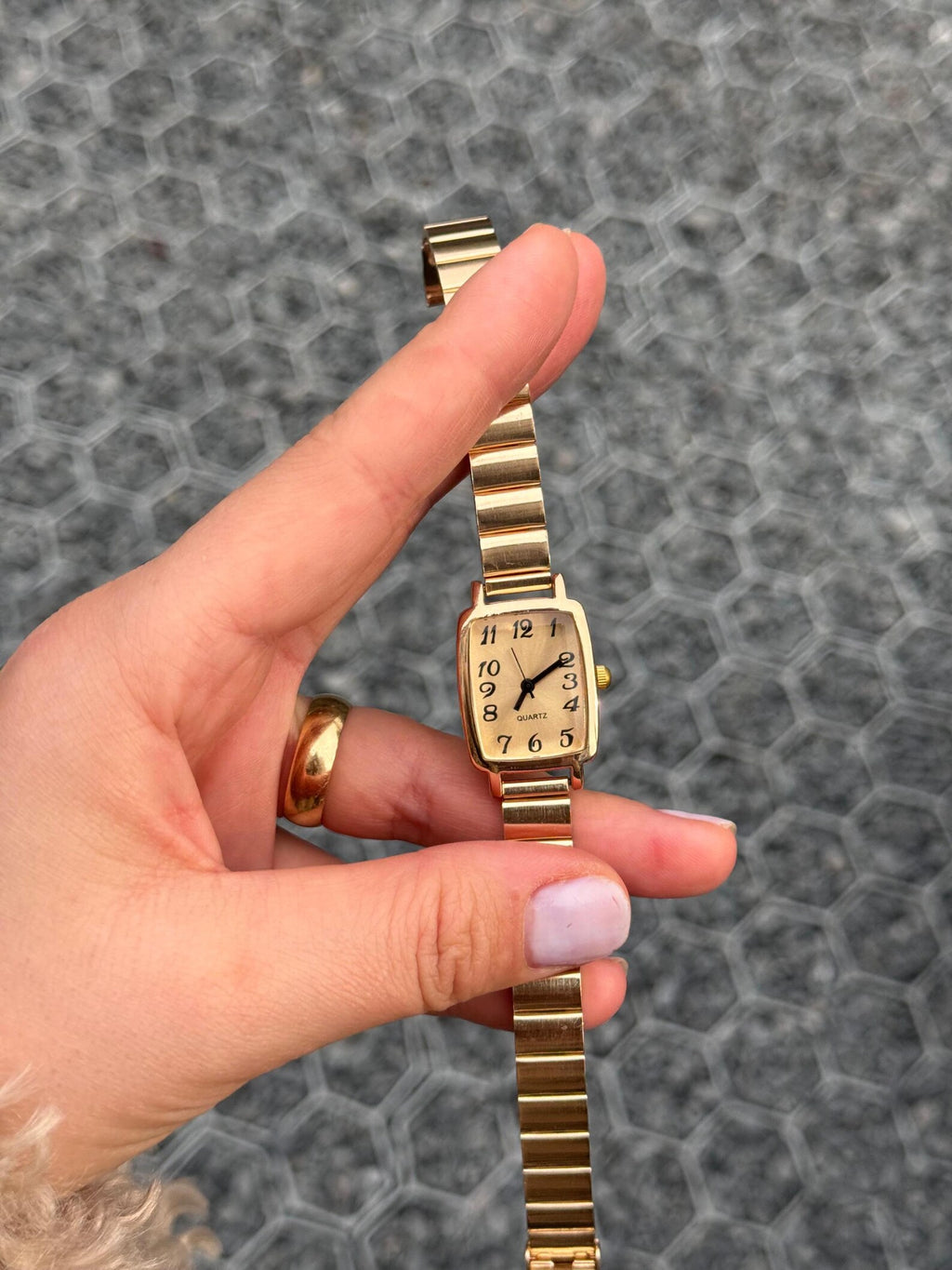 Gold Women’s Watch – Small Square Dial,  Quartz Bracelet, Gift for Her