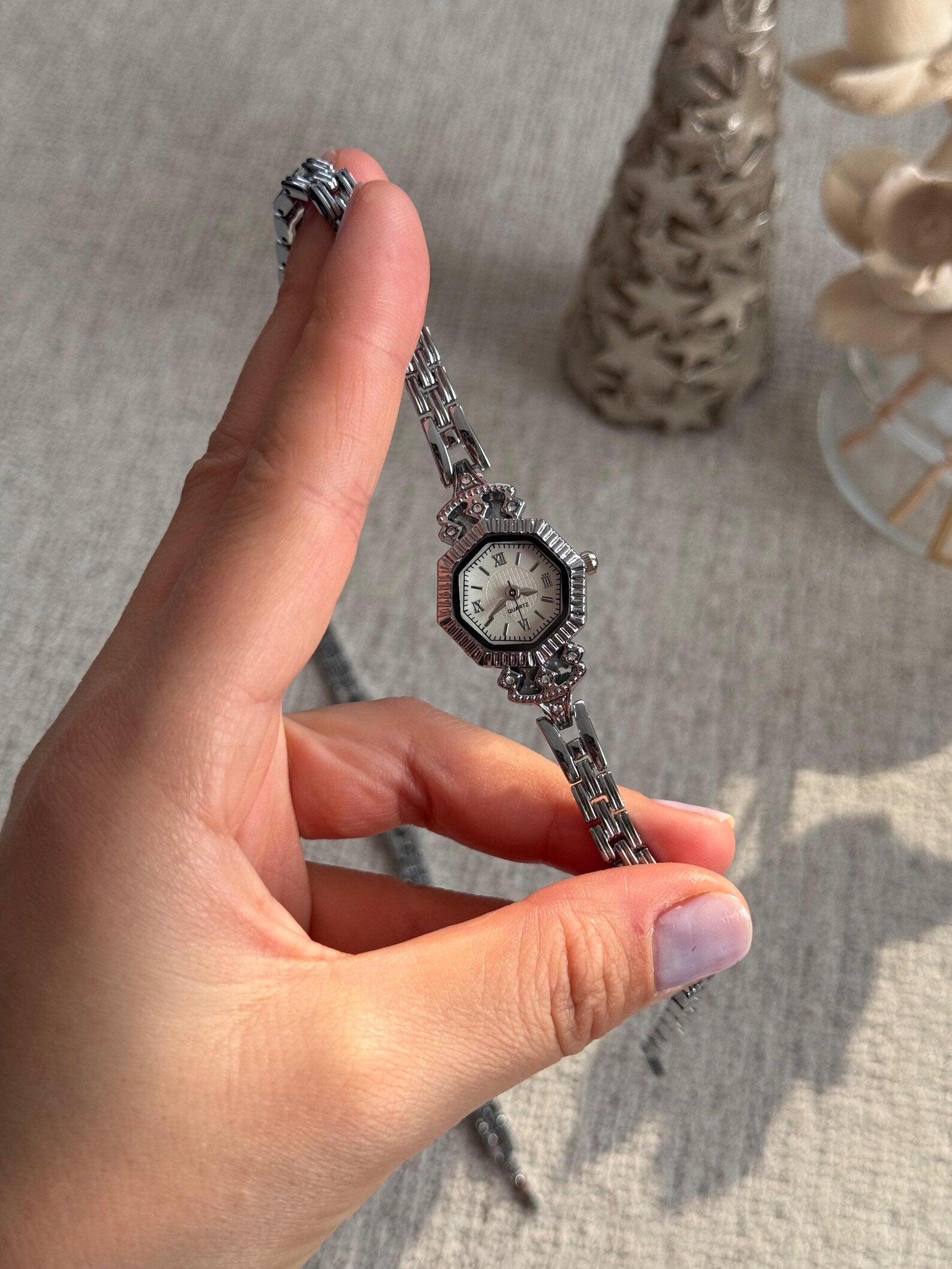 Silver Women’s Watch, Minimalist Bracelet Watch, Gift for Her, Elegant Timepiece