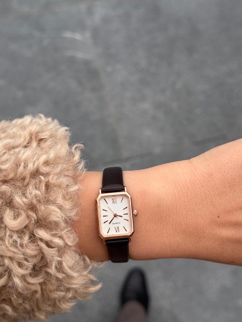 Rectangle Women’s Watch: Brown Leather Strap, 20mm Small Dial, Gift for Her
