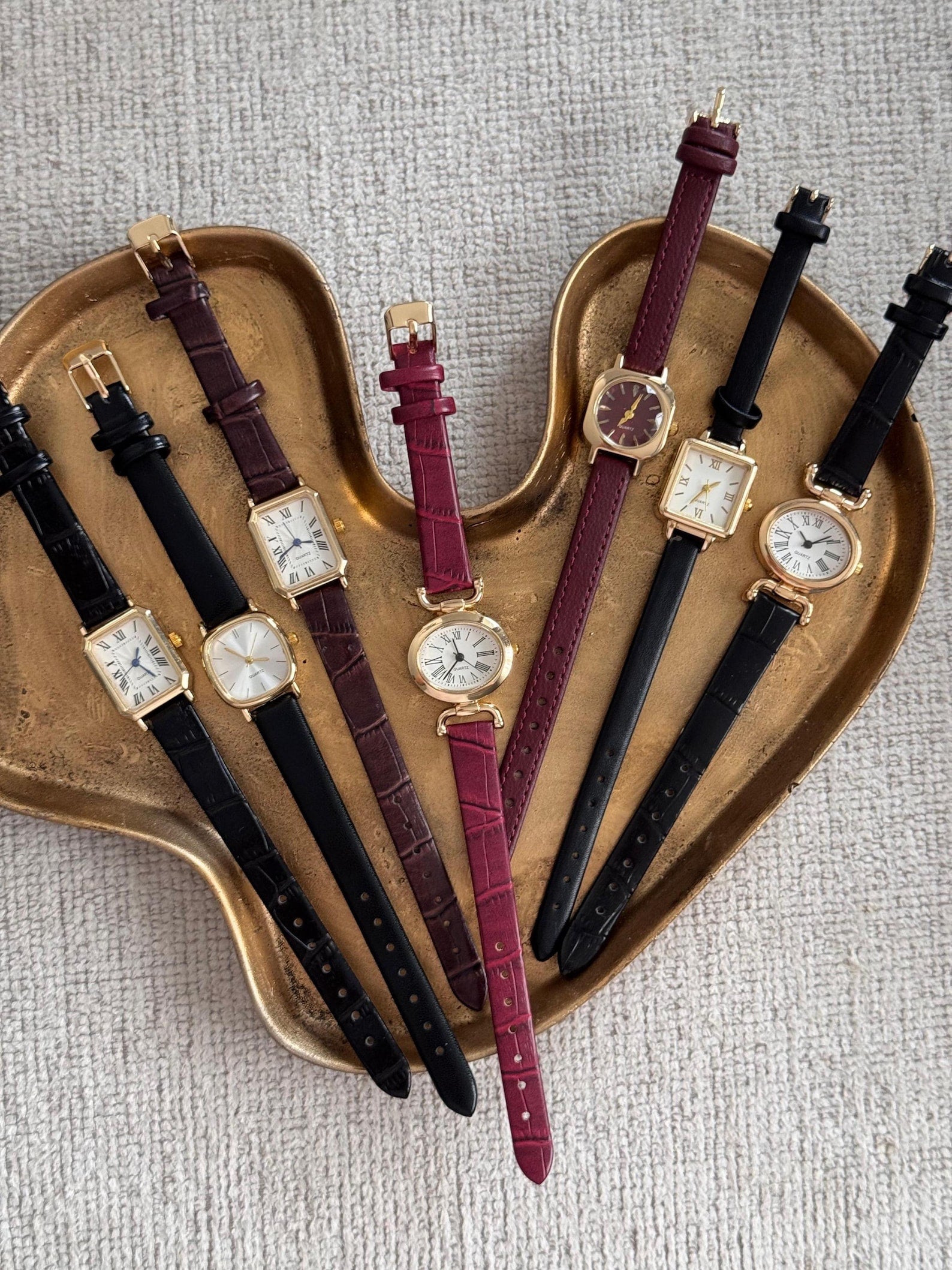 Women’s Watch, Faux Leather Strap, Gold-tone Case, Minimalist Design
