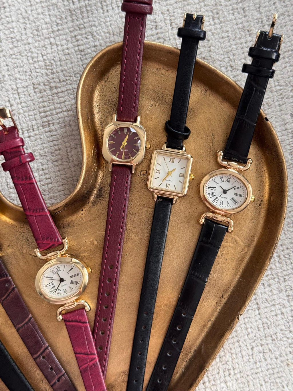 Women’s Watch, Faux Leather Strap, Gold-tone Case, Minimalist Design