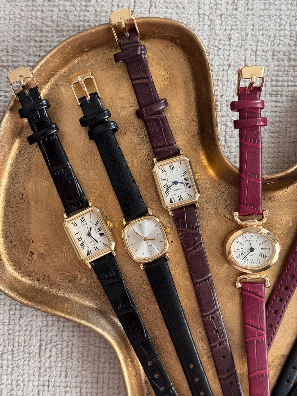 Women’s Watch, Faux Leather Strap, Gold-tone Case, Minimalist Design