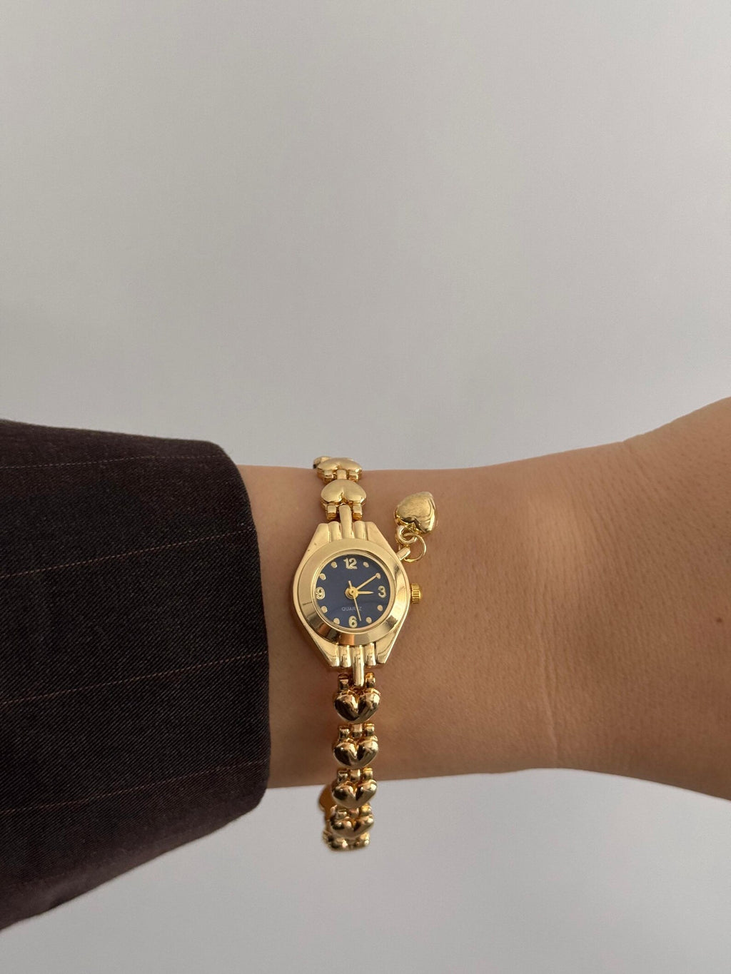 Minimalist Bracelet Watch for Women – Heart Link Gold Silver Watch,