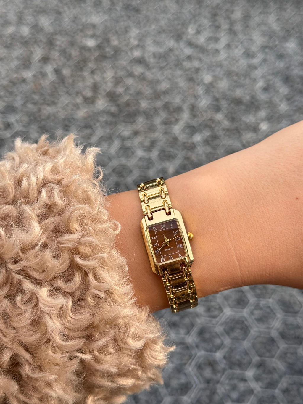 Gold Women’s Bracelet Watch, Roman Numeral Dial, Quartz Movement, Gift for Her