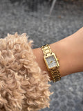 Gold Women’s Bracelet Watch, Roman Numeral Dial, Quartz Movement, Gift for Her