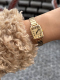 Gold Women’s Watch – Small Square Dial,  Quartz Bracelet, Gift for Her
