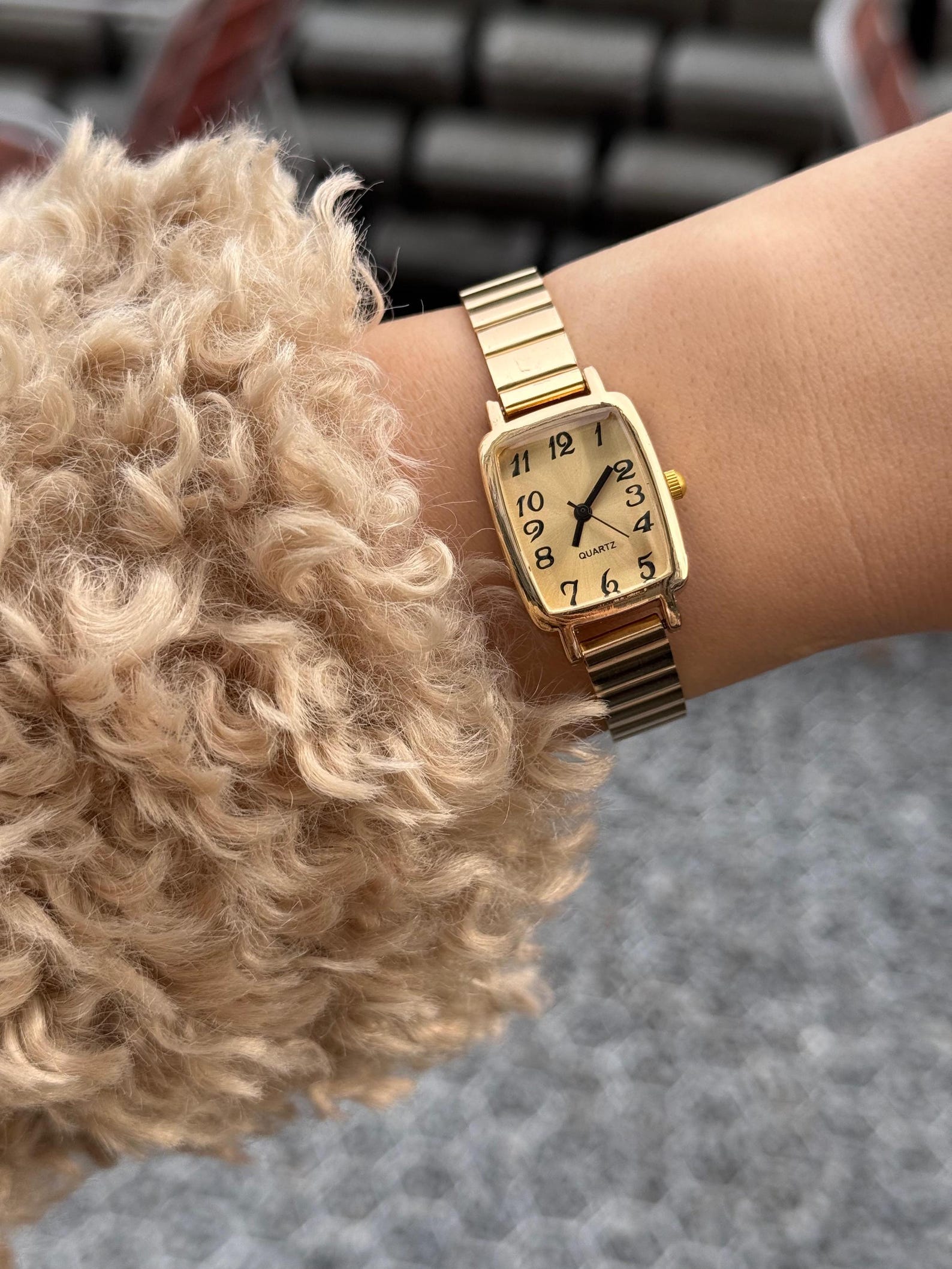 Gold Women’s Watch – Small Square Dial,  Quartz Bracelet, Gift for Her
