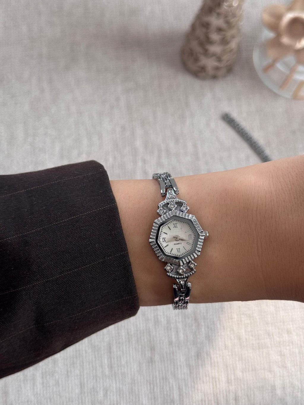 Silver Women’s Watch, Minimalist Bracelet Watch, Gift for Her, Elegant Timepiece