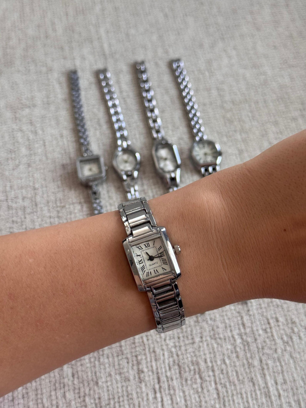 Silver Women’s Watch, Minimal Bracelet, Quartz Movement, Gift for Her