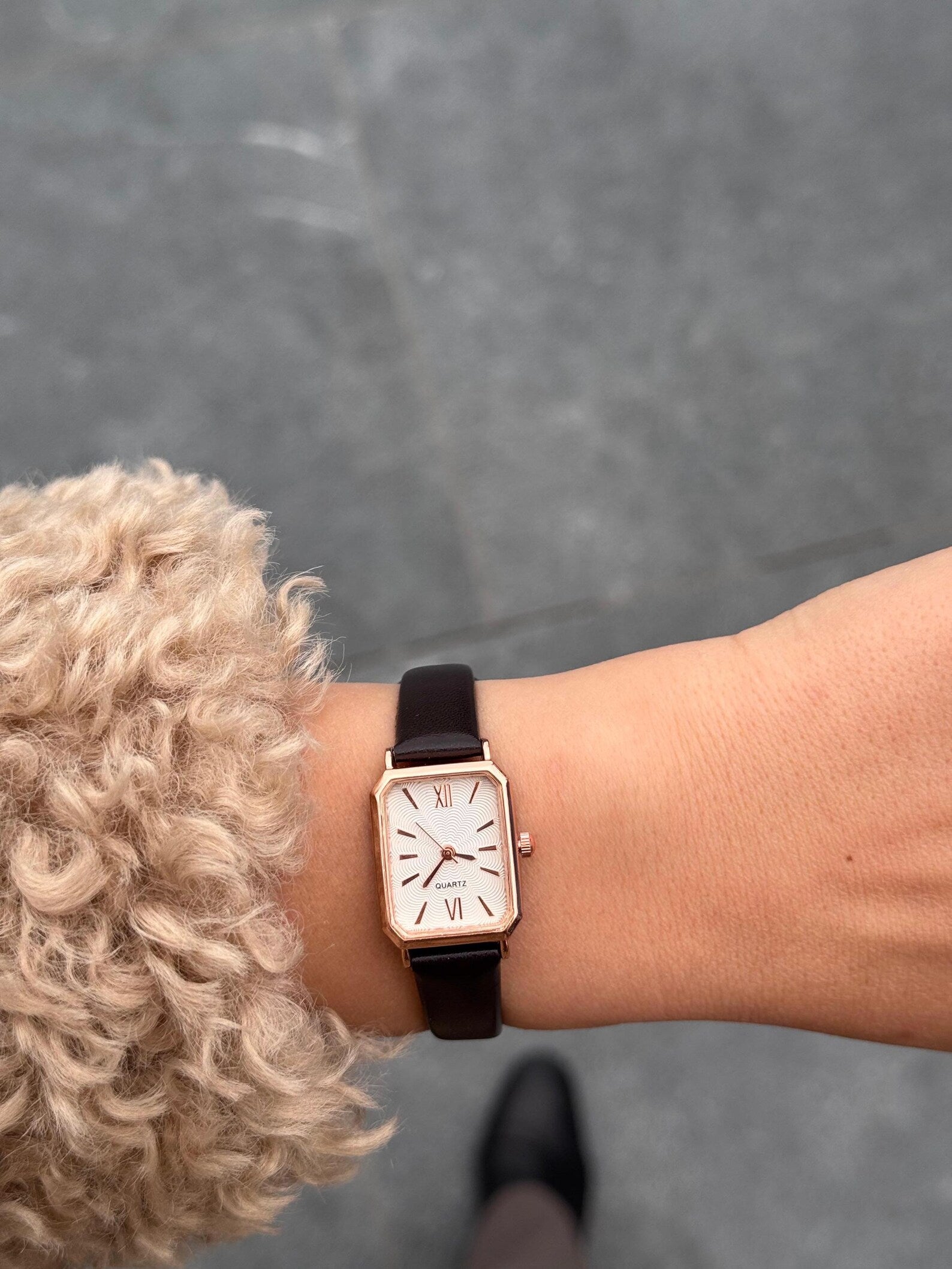 Rectangle Women’s Watch: Brown Leather Strap, 20mm Small Dial, Gift for Her