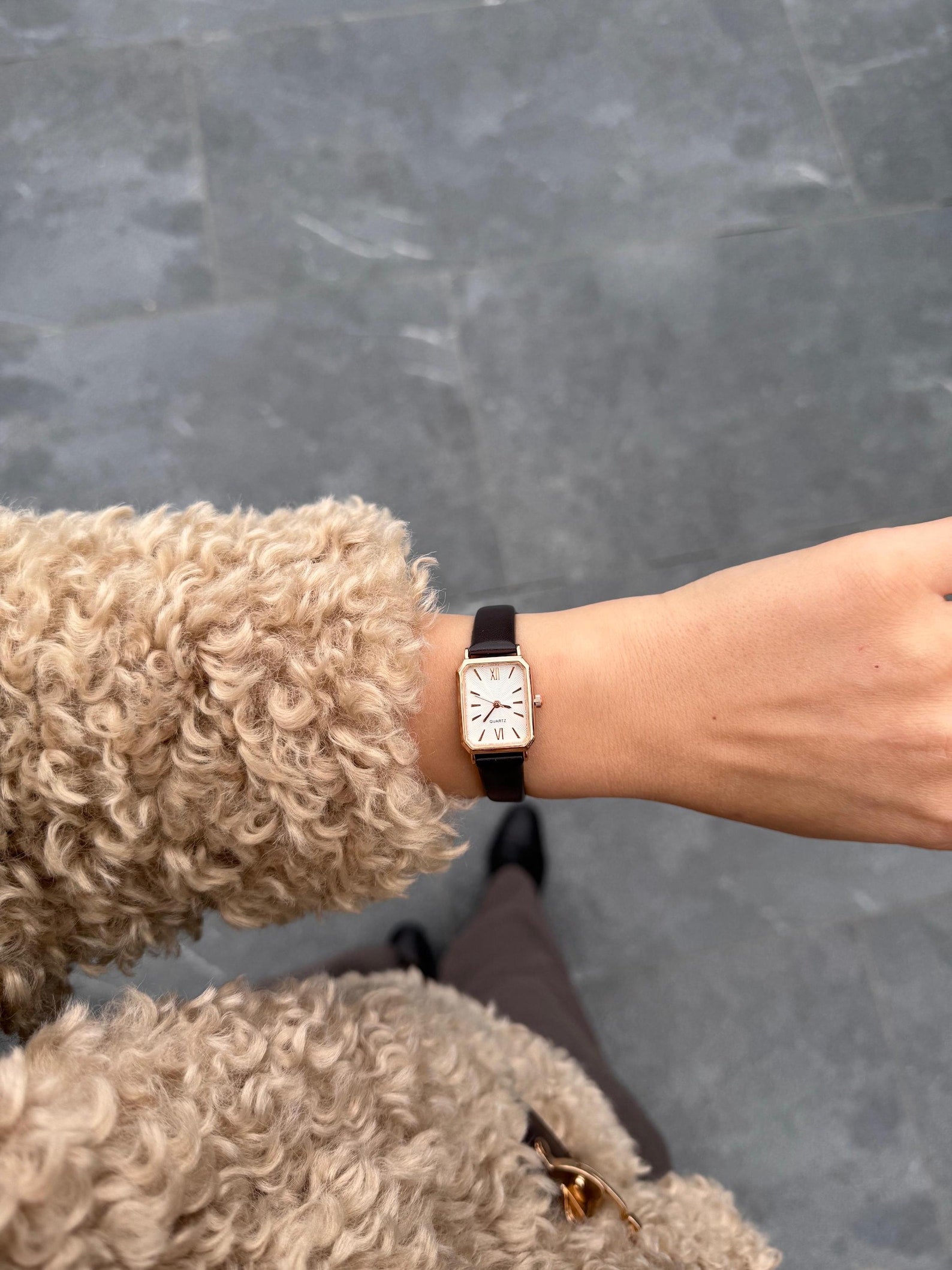 Rectangle Women’s Watch: Brown Leather Strap, 20mm Small Dial, Gift for Her
