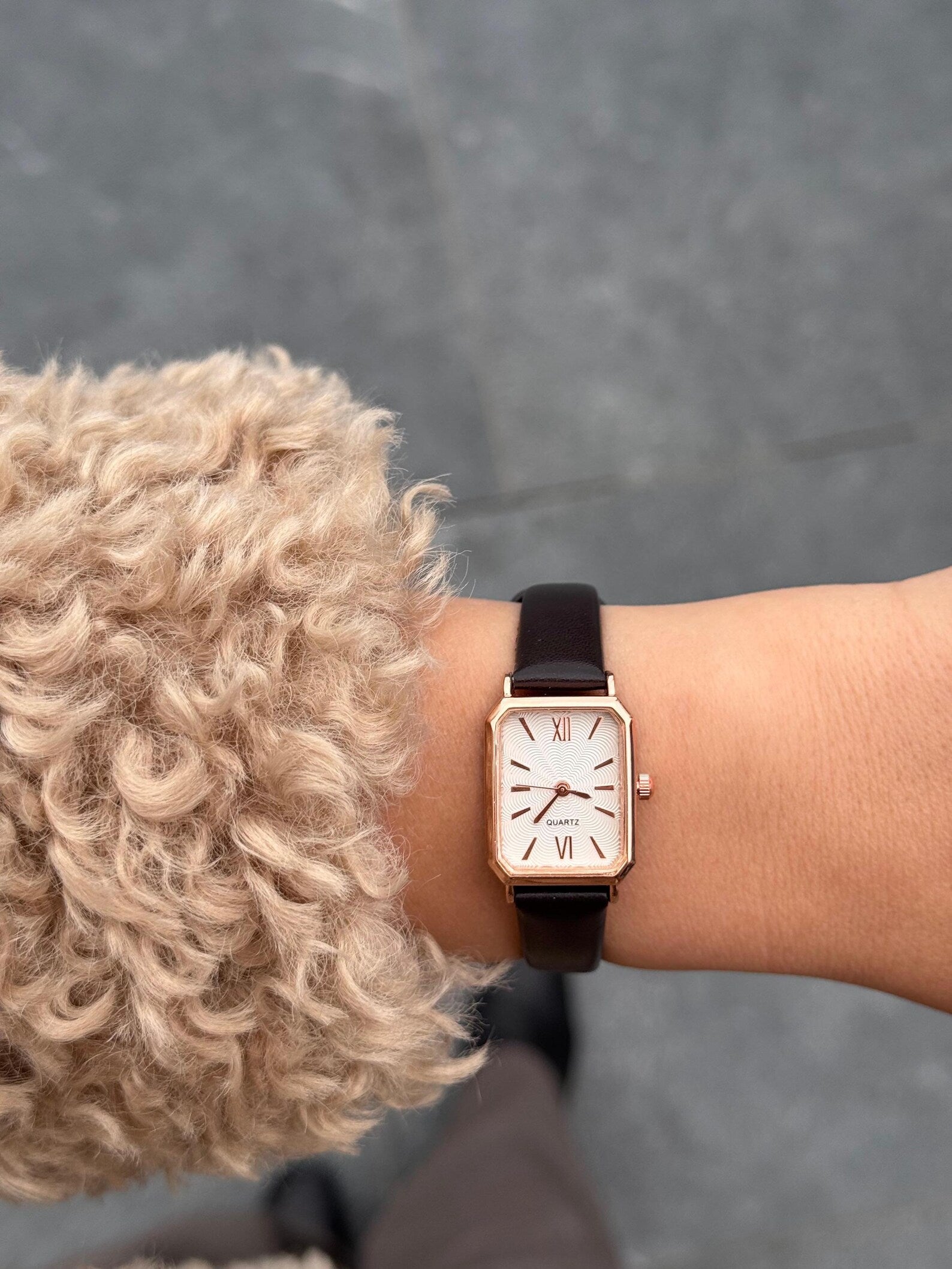 Rectangle Women’s Watch: Brown Leather Strap, 20mm Small Dial, Gift for Her