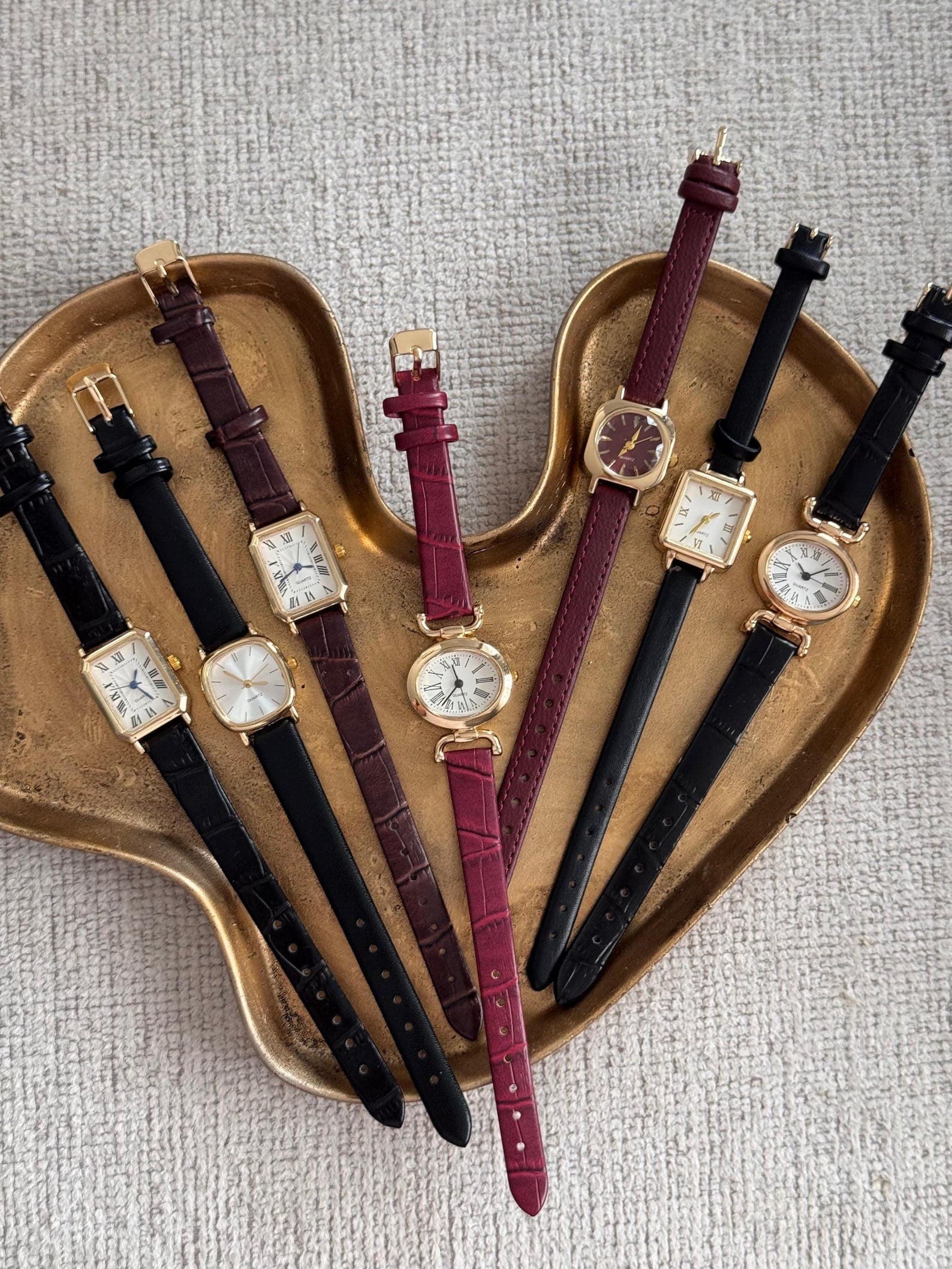 Women’s Watch, Faux Leather Strap, Gold-tone Case, Minimalist Design
