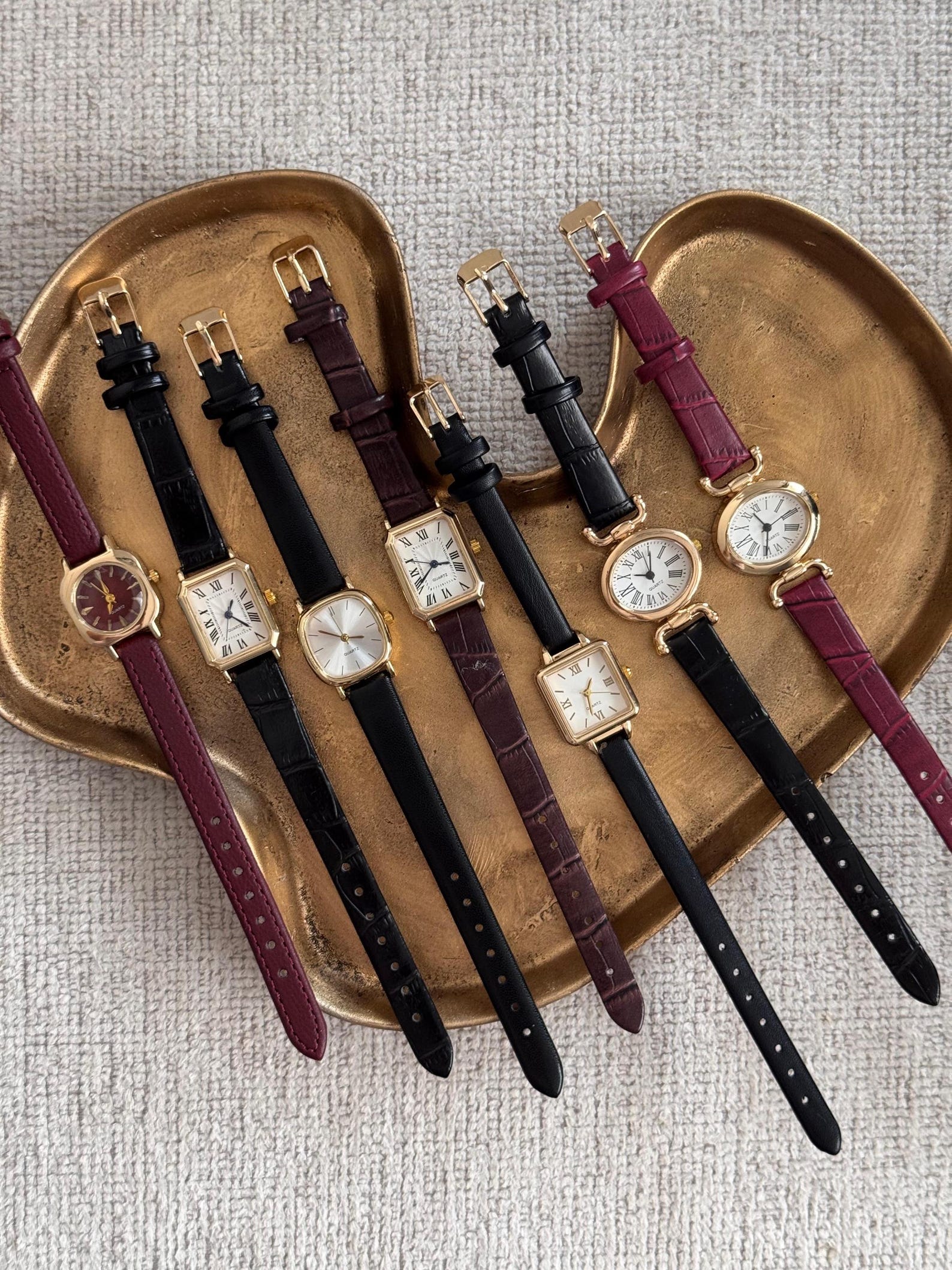 Women’s Watch, Faux Leather Strap, Gold-tone Case, Minimalist Design