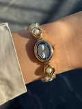 Pearl Bracelet Women’s Watch, Oval Dial 26mm, Quartz Watch,  Gift for Her