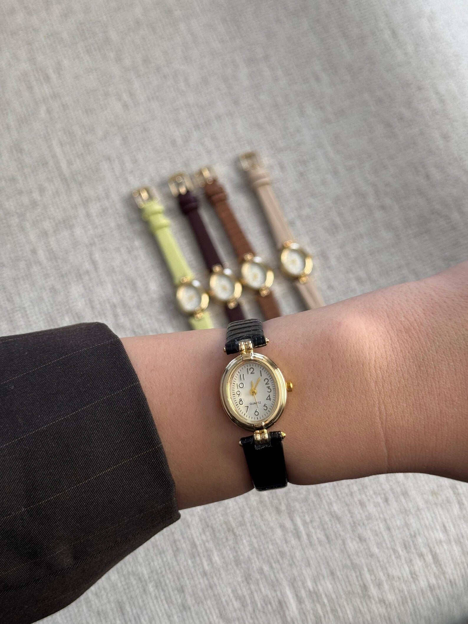 Leather Strap Women’s Watch, Gold-tone Accents, Quartz Movement, Gift for Her