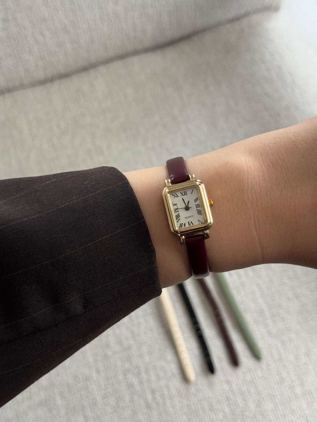 Gold Women’s Watch, Square Dial, Minimalist Design, Gift for Her