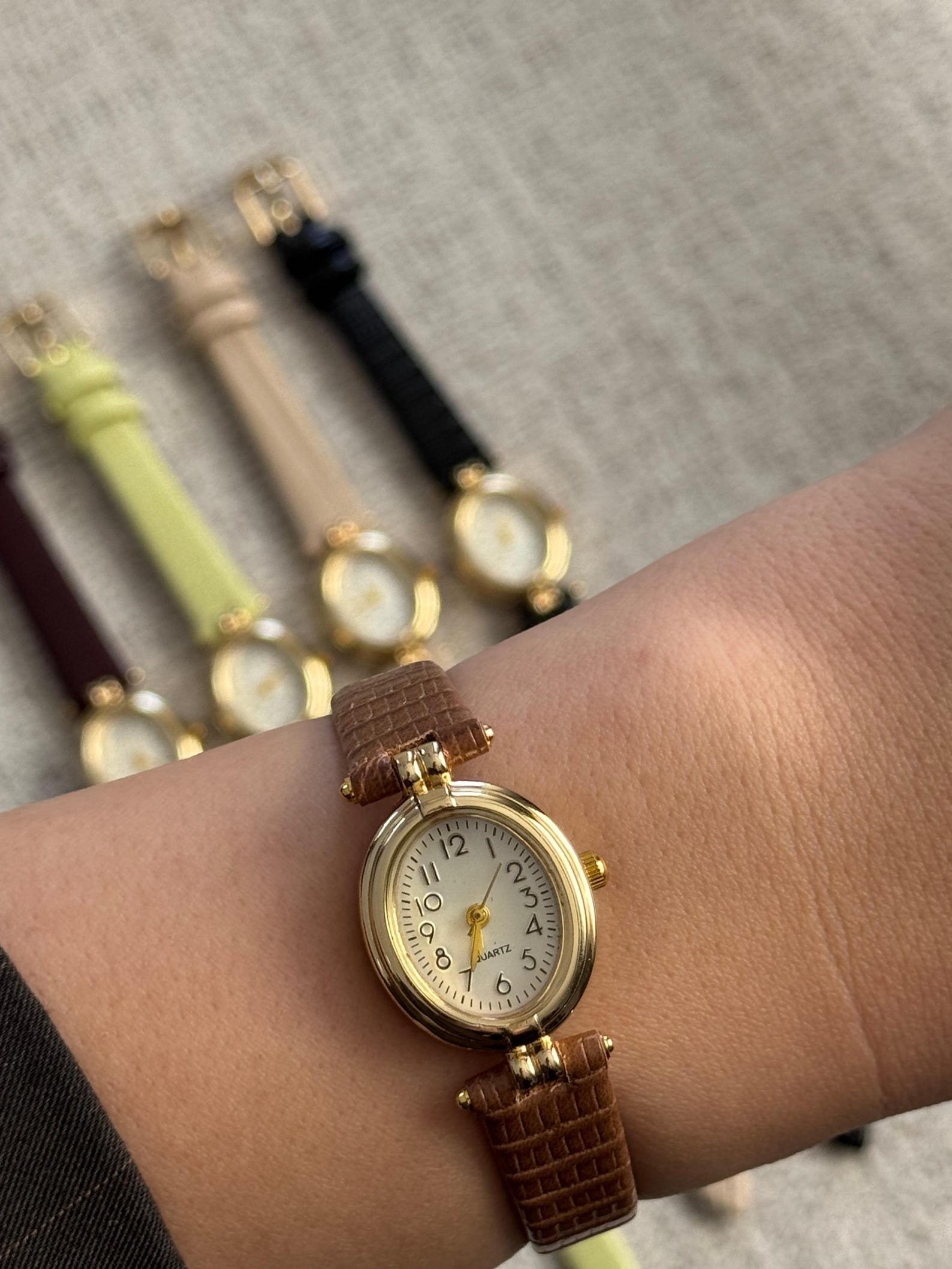 Leather Strap Women’s Watch, Gold-tone Accents, Quartz Movement, Gift for Her