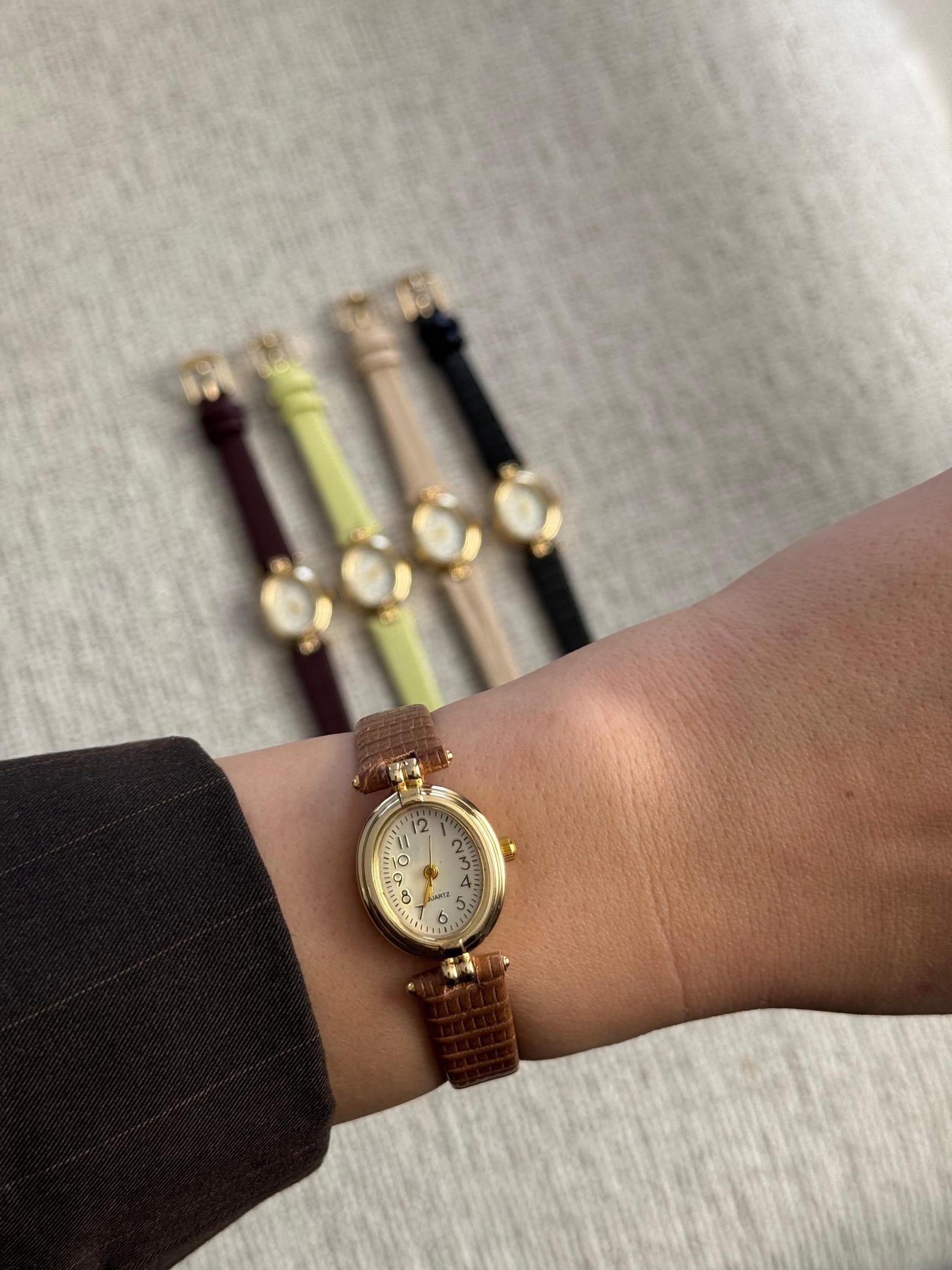 Leather Strap Women’s Watch, Gold-tone Accents, Quartz Movement, Gift for Her