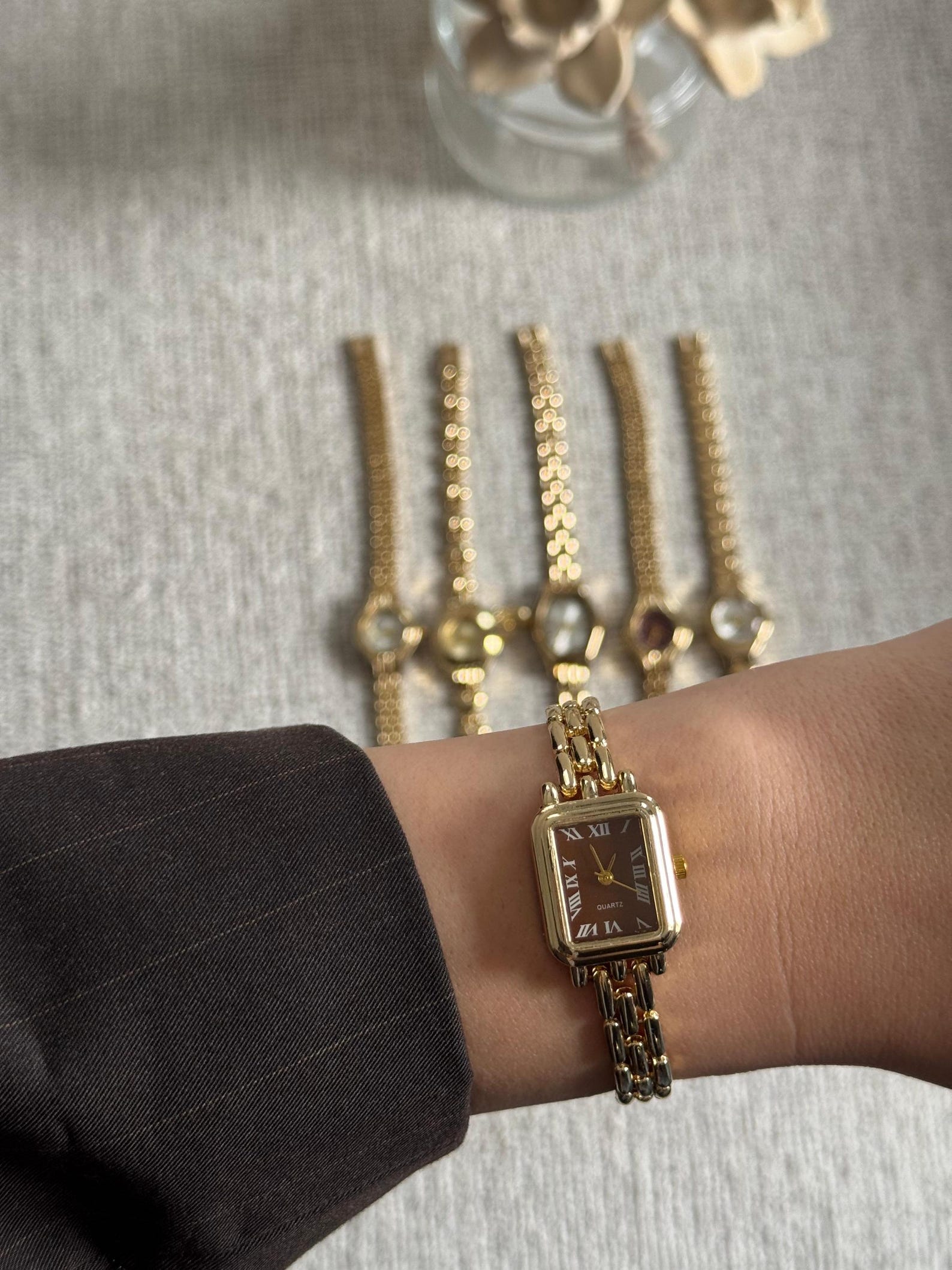 Gold Women’s Watch, Minimalist Dial, Dainty Bracelet Watch, Gift for Her
