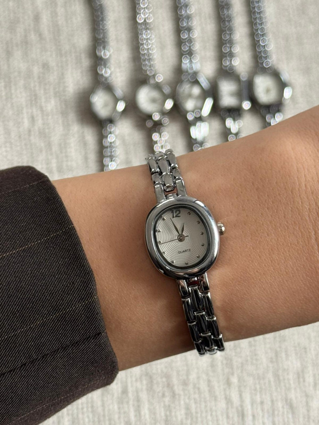 Silver Women’s Watch, Minimalist Dial, Stainless Steel Bracelet, Gift for Her