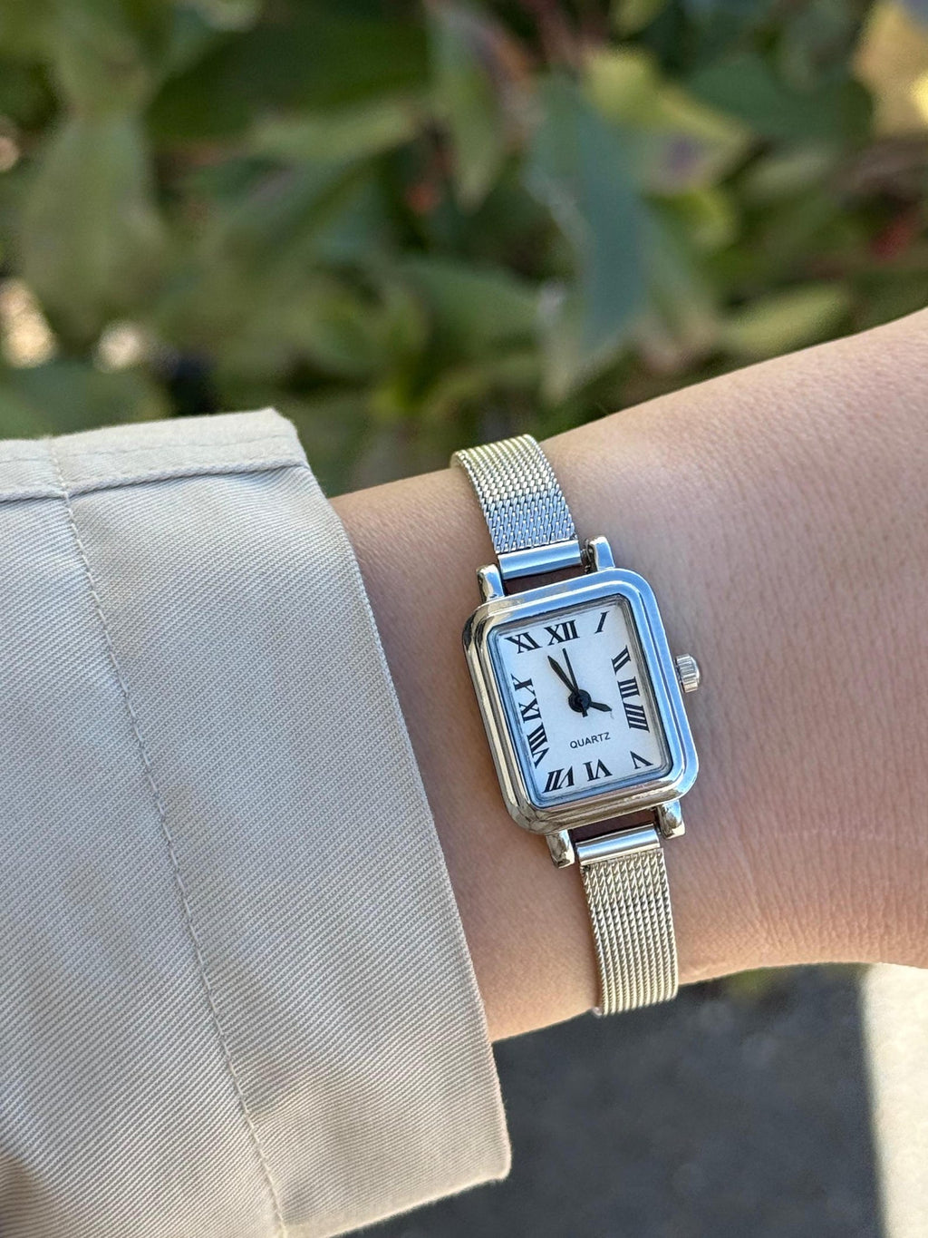 Gold Women’s Square Watch, Mesh Strap Watch, Minimalist Wristwatch, Gift for Her