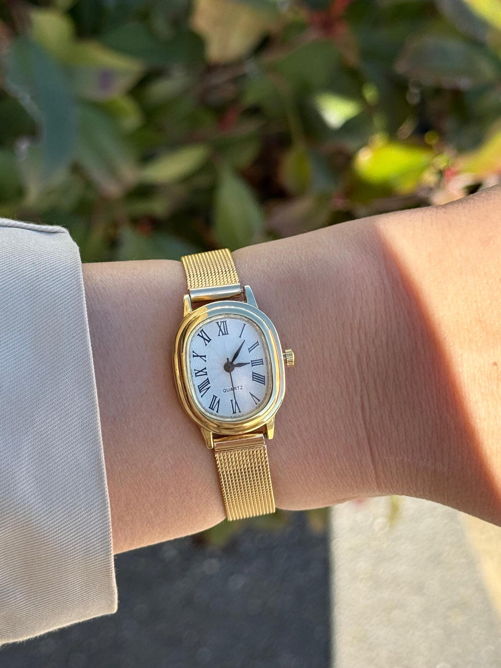 Gold Women’s Square Watch, Mesh Strap Watch, Minimalist Wristwatch, Gift for Her