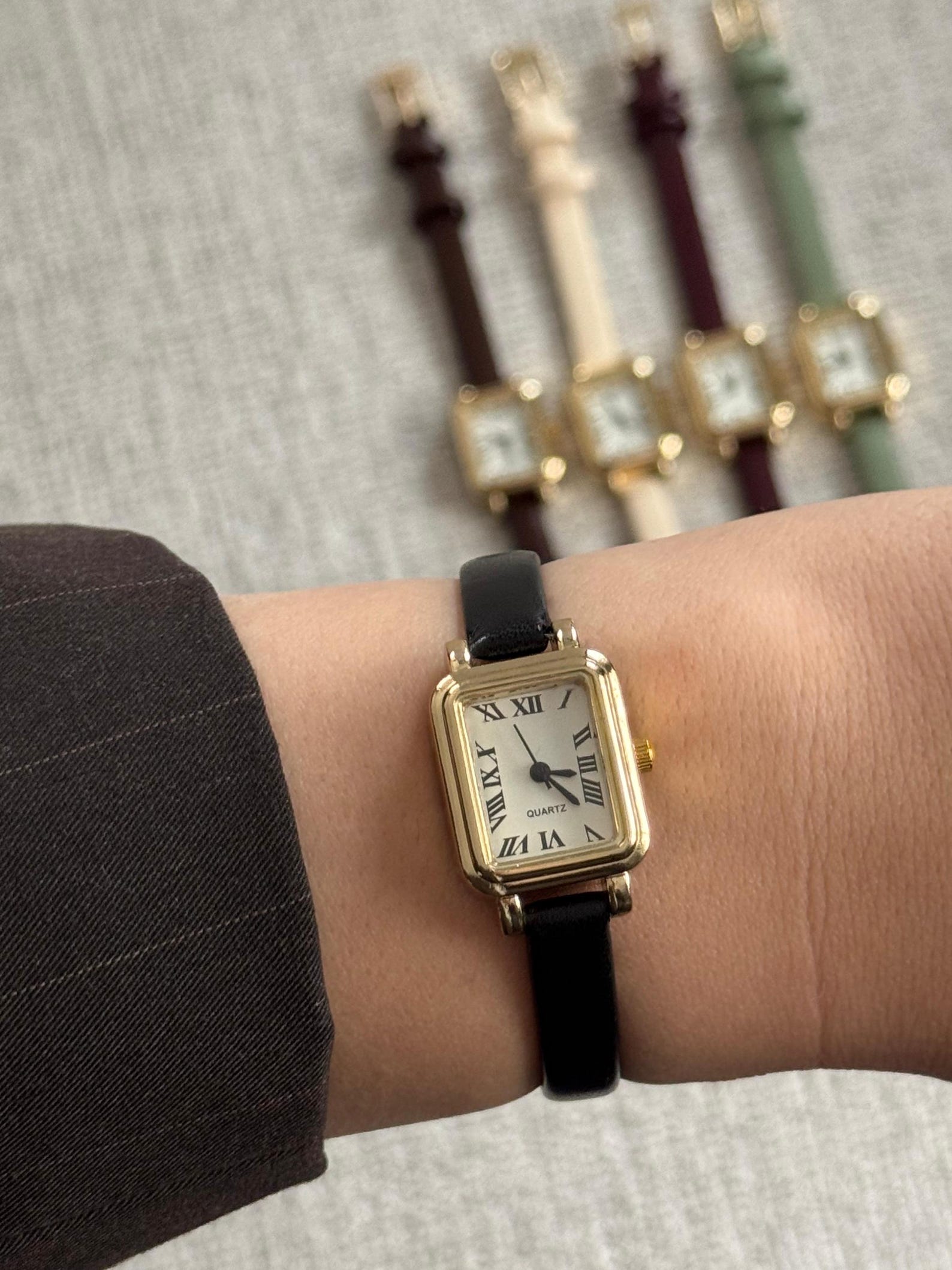 Gold Women’s Watch, Square Dial, Minimalist Design, Gift for Her
