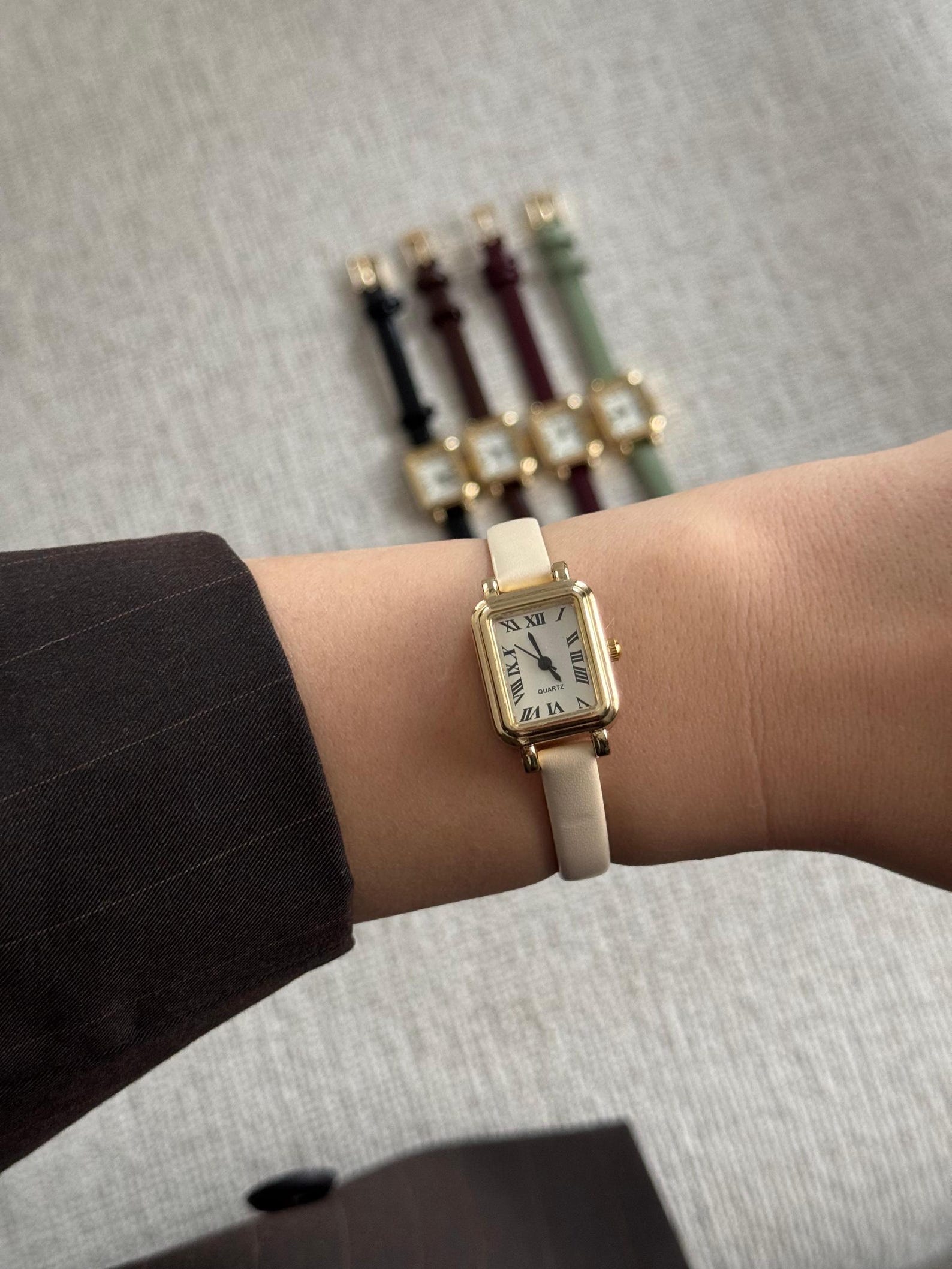 Gold Women’s Watch, Square Dial, Minimalist Design, Gift for Her