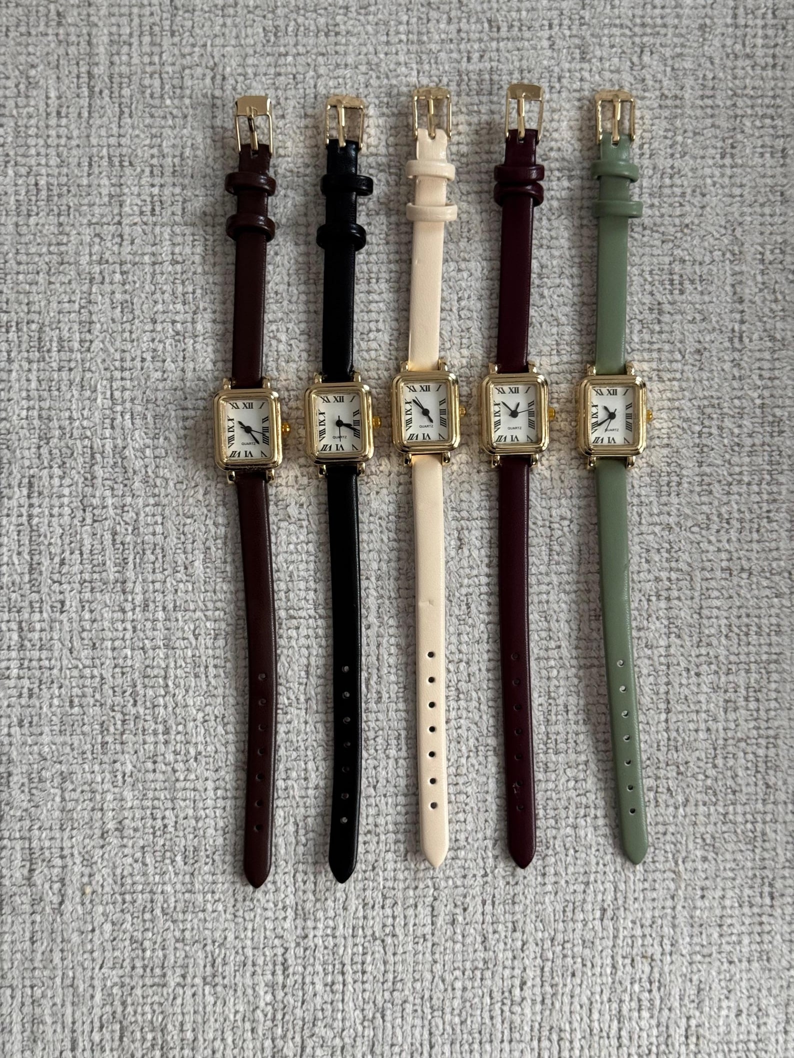 Gold Women’s Watch, Square Dial, Minimalist Design, Gift for Her