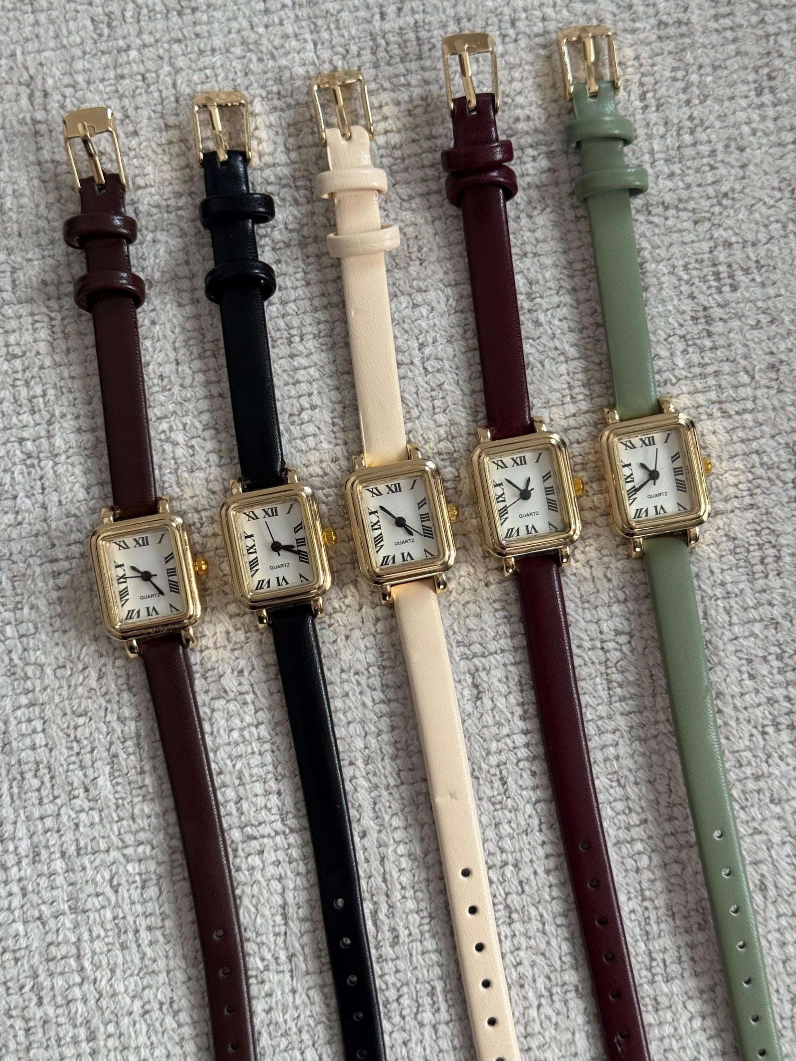 Gold Women’s Watch, Square Dial, Minimalist Design, Gift for Her